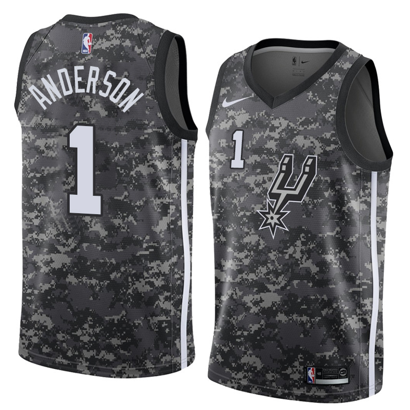 NBA Men San Antonio Spurs camouflage #1 ANDERSON Jersey High Quality Name and Number Print - leoleo123123