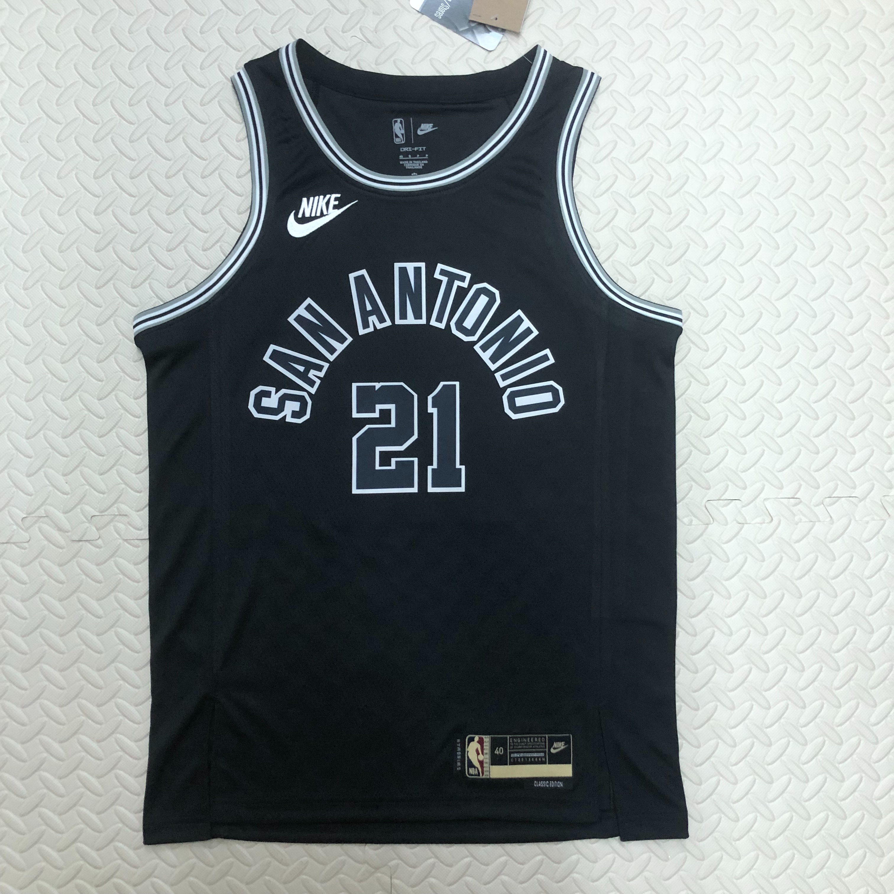 NBA Men Season 2023 San Antonio Spurs Black Retro #21 DUNCAN Jersey High Quality Name and Number Print - leoleo123123