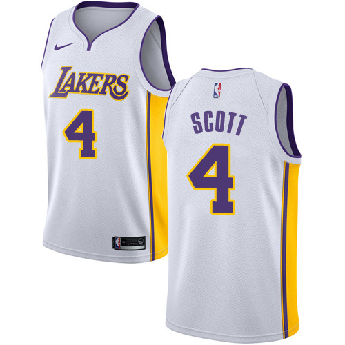 NBA Men Los Angeles Lakers #4 SCOTT White V-neck Jersey High Quality Name and Number Print - leoleo123123