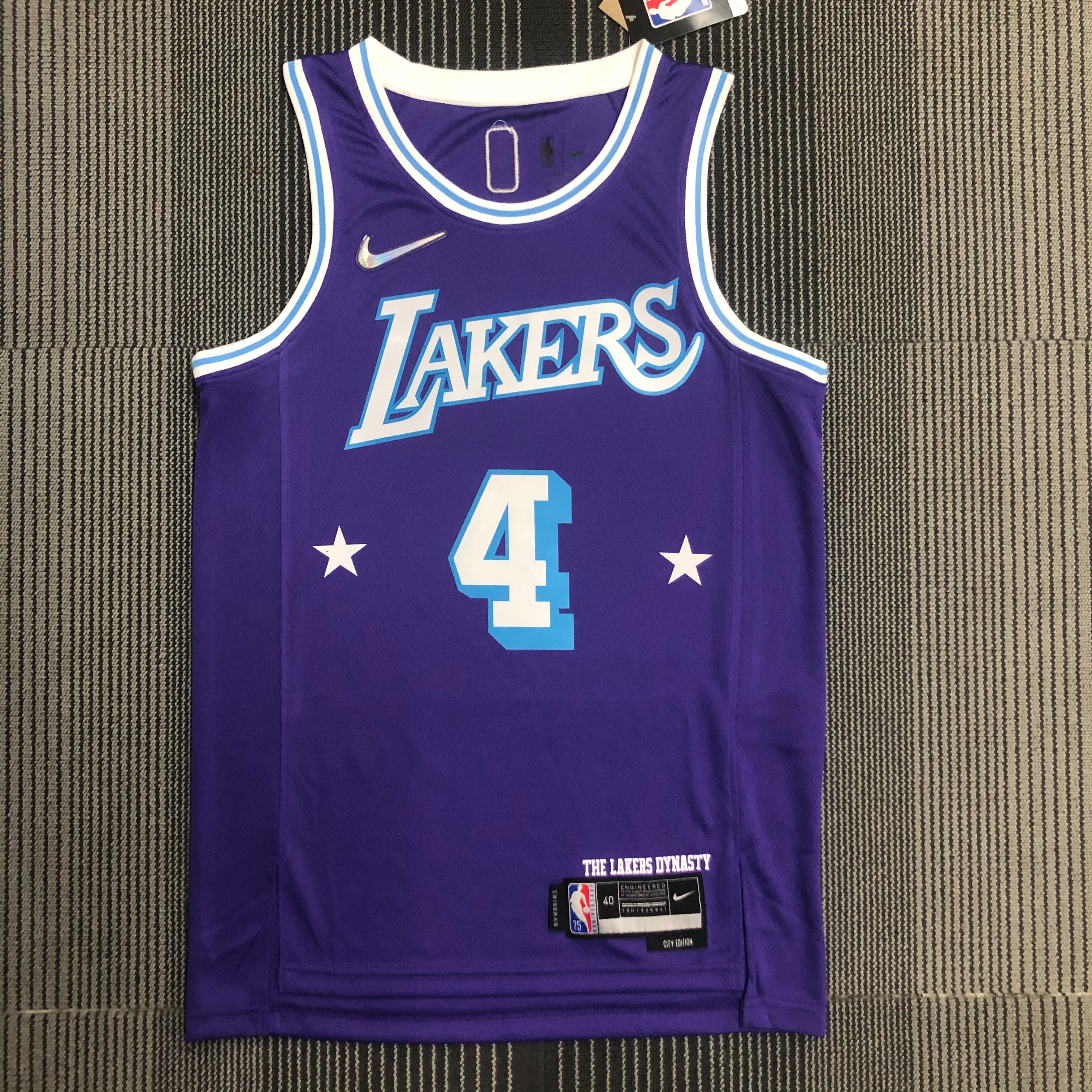 NBA Season 2022 75th Anniversary Los Angeles Lakers Purple Round Neck #4 RONDO Jersey High Quality Name and Number Print - leoleo123123