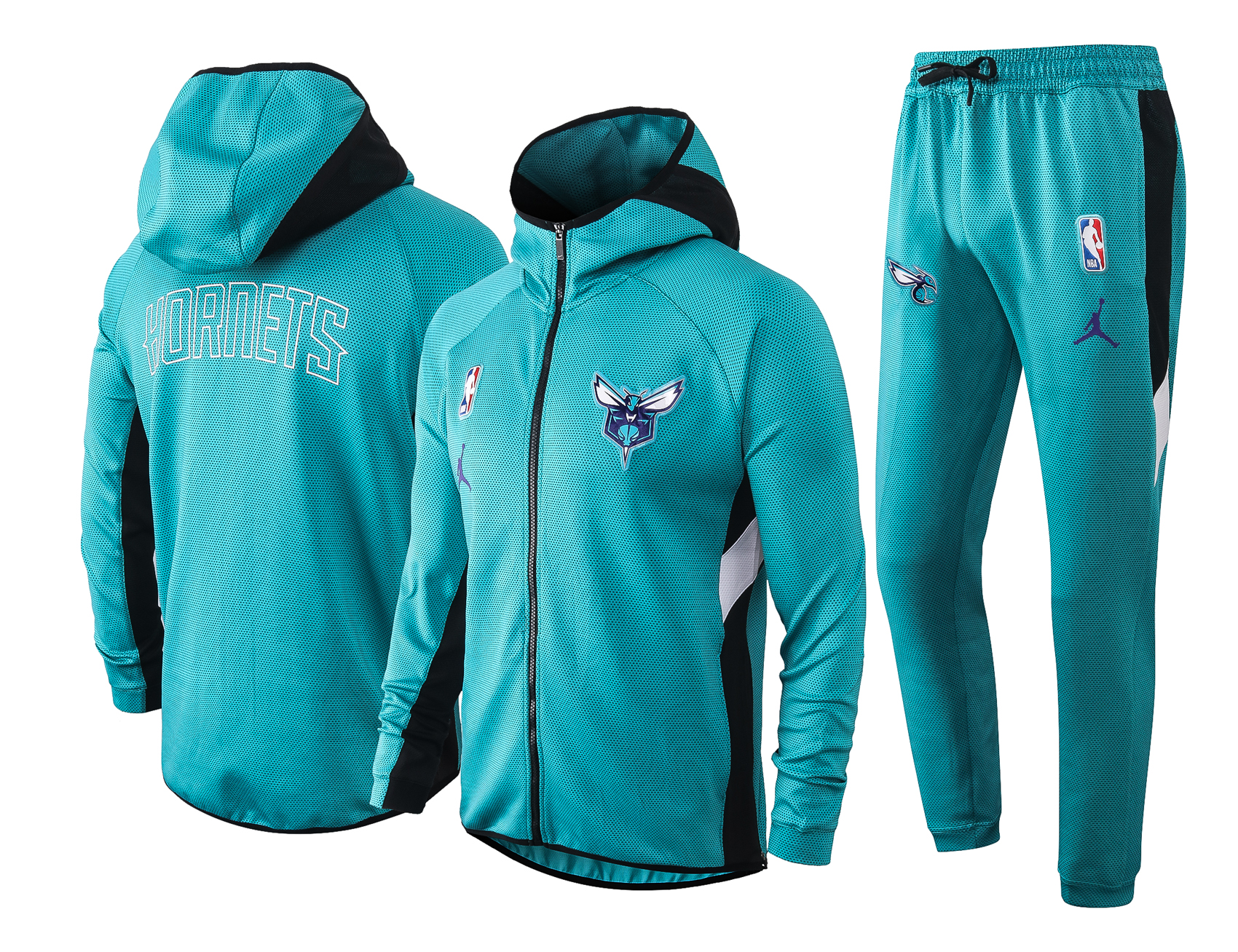 NBA Charlotte Hornets Light Blue with Cap Jacket Tracksuit High Quality - leoleo123123
