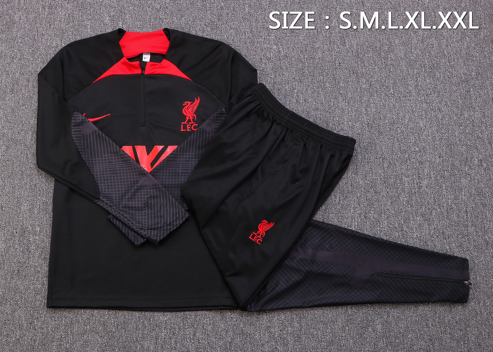 22/23 Liverpool Black with Red Collar Sweater Tracksuit Thai Quality - leoleo123123