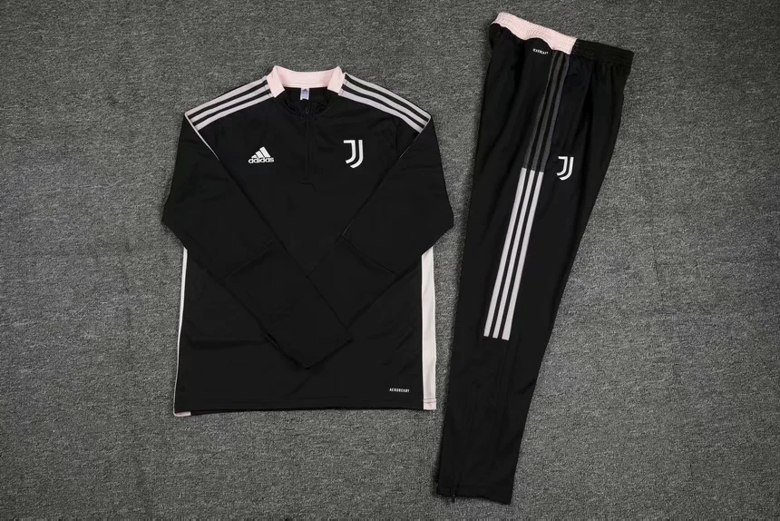 21-22 Juventus Black with Pink Collar Sweater Tracksuit Thai Quality - leoleo123123