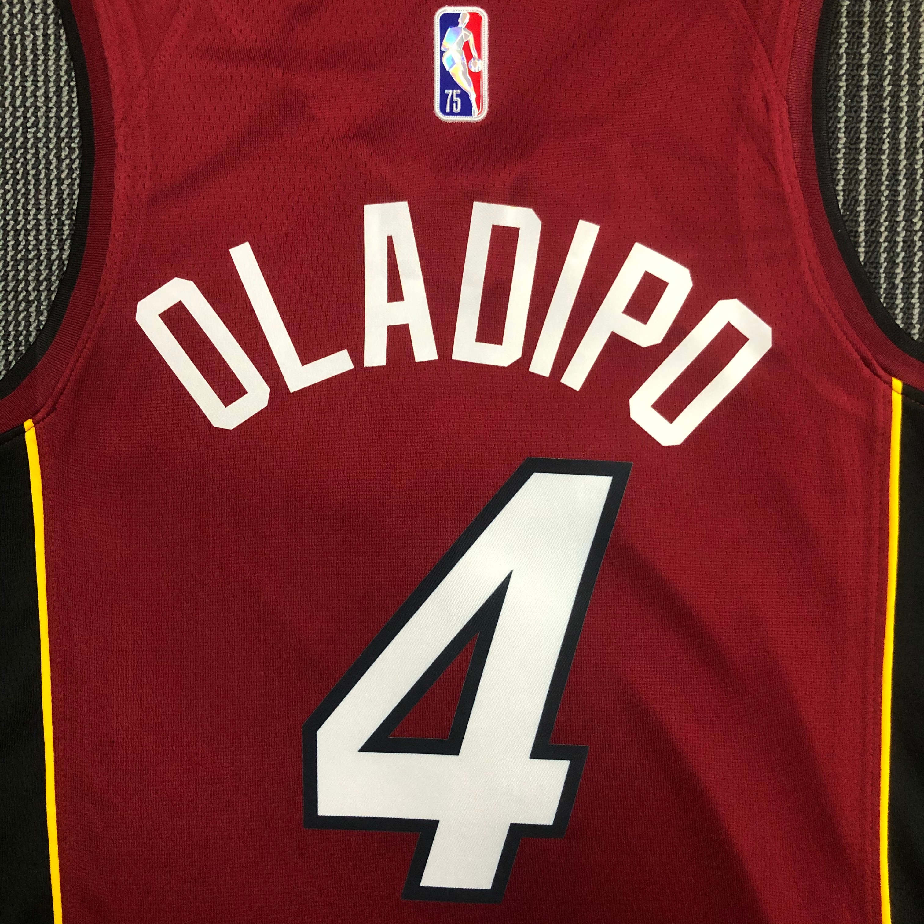 NBA Men 75th Anniversary Miami Heat Red #4 OLADIPO Jersey High Quality Name and Number Print - leoleo123123