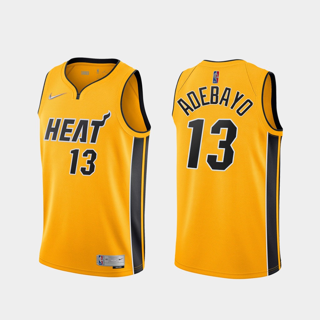 NBA Men Season 2021 Miami Heat Yellow Award Version #13 ADEBAYO Jersey High Quality Name and Number Print - leoleo123123