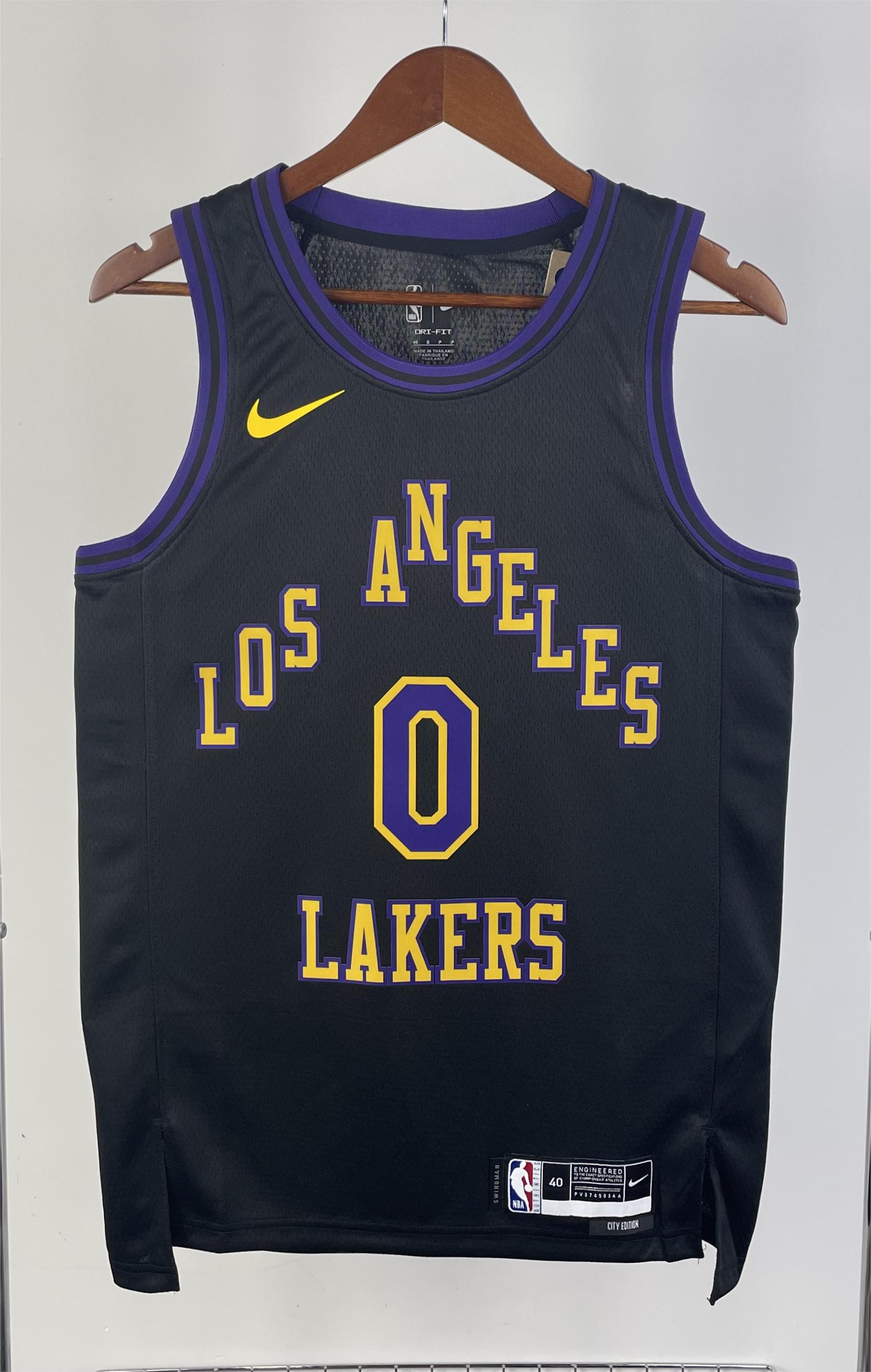 NBA Men 2024 Los Angeles Lakers Black City Version #0 WESTBROOK Jersey High Quality Name and Number Print - leoleo123123