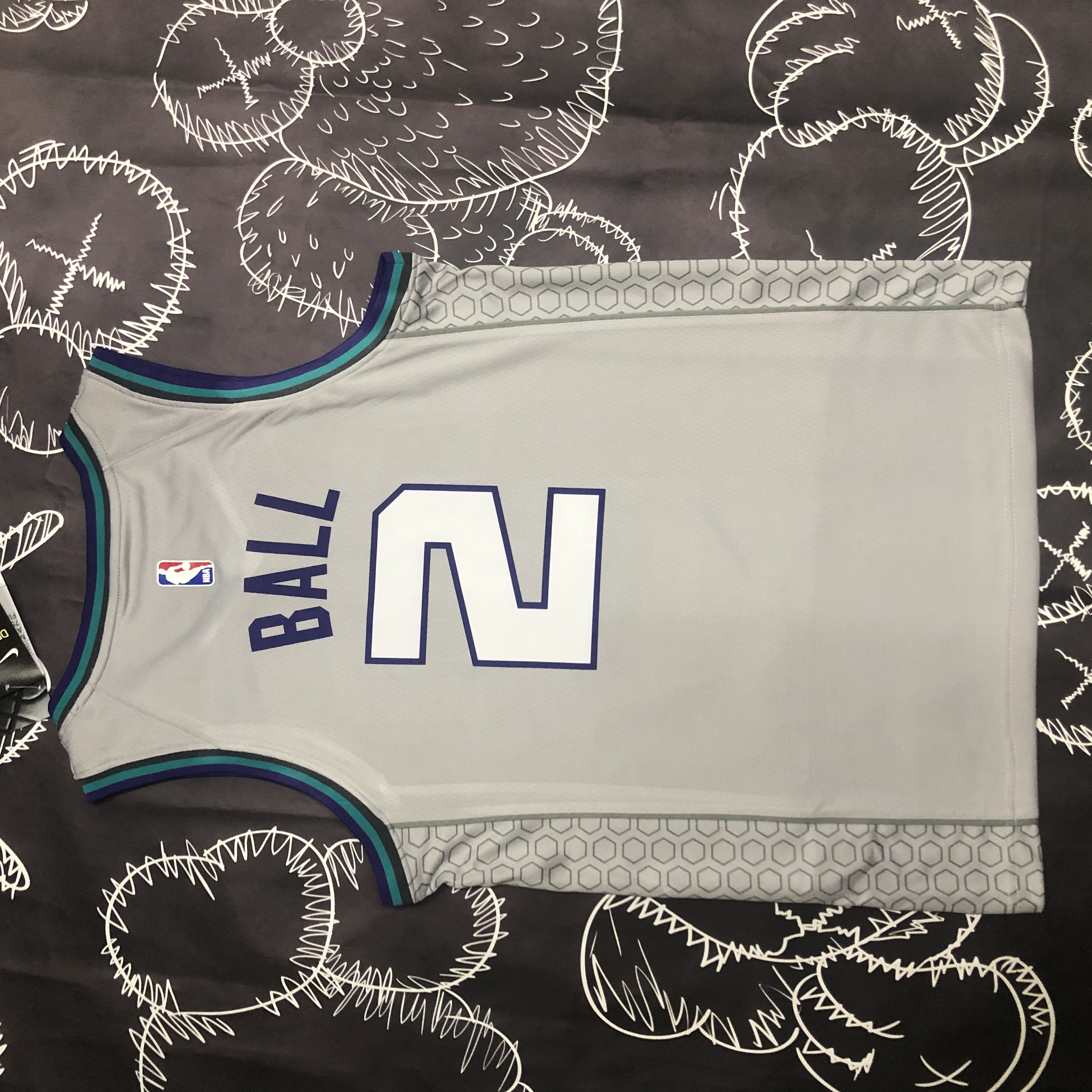 NBA Men Season 2019 Charlotte Hornets Grey #2 BALL Jersey High Quality Name and Number Print - leoleo123123