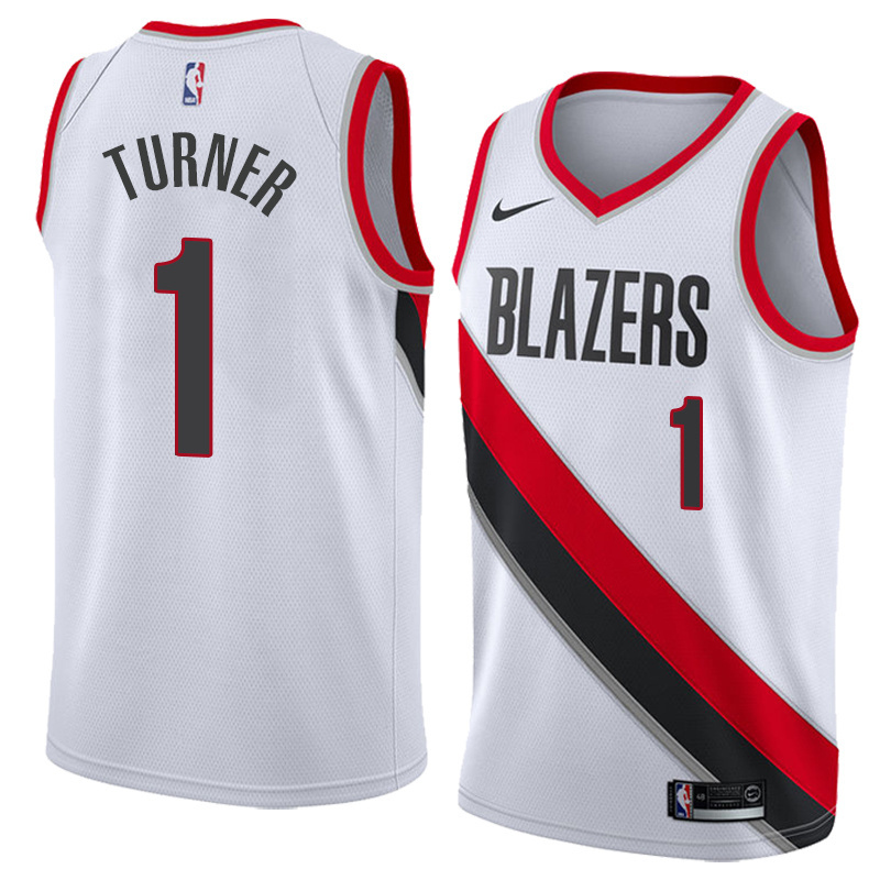 NBA Portland Trail Blazers White # 1 TURNER Jersey High Quality Name and Number Print - leoleo123123