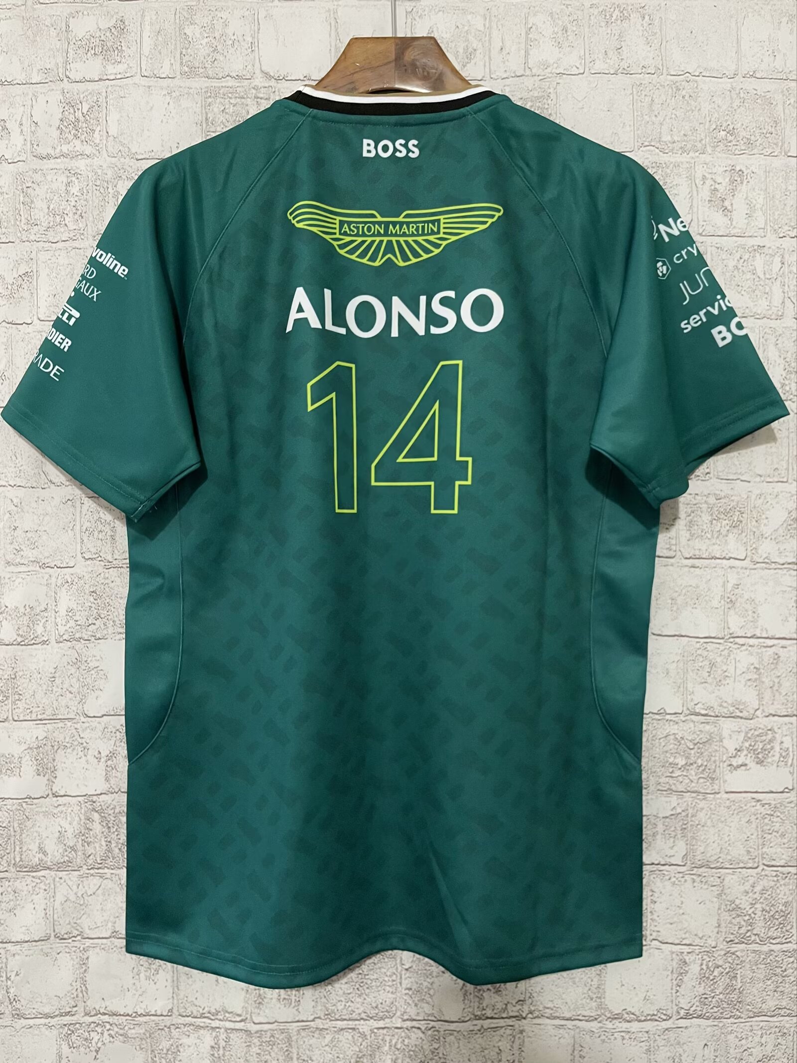 2024 Aston Martin Cognizant F1 Team Round Collar With ALONSO 14 T-Shirt - leoleo123123
