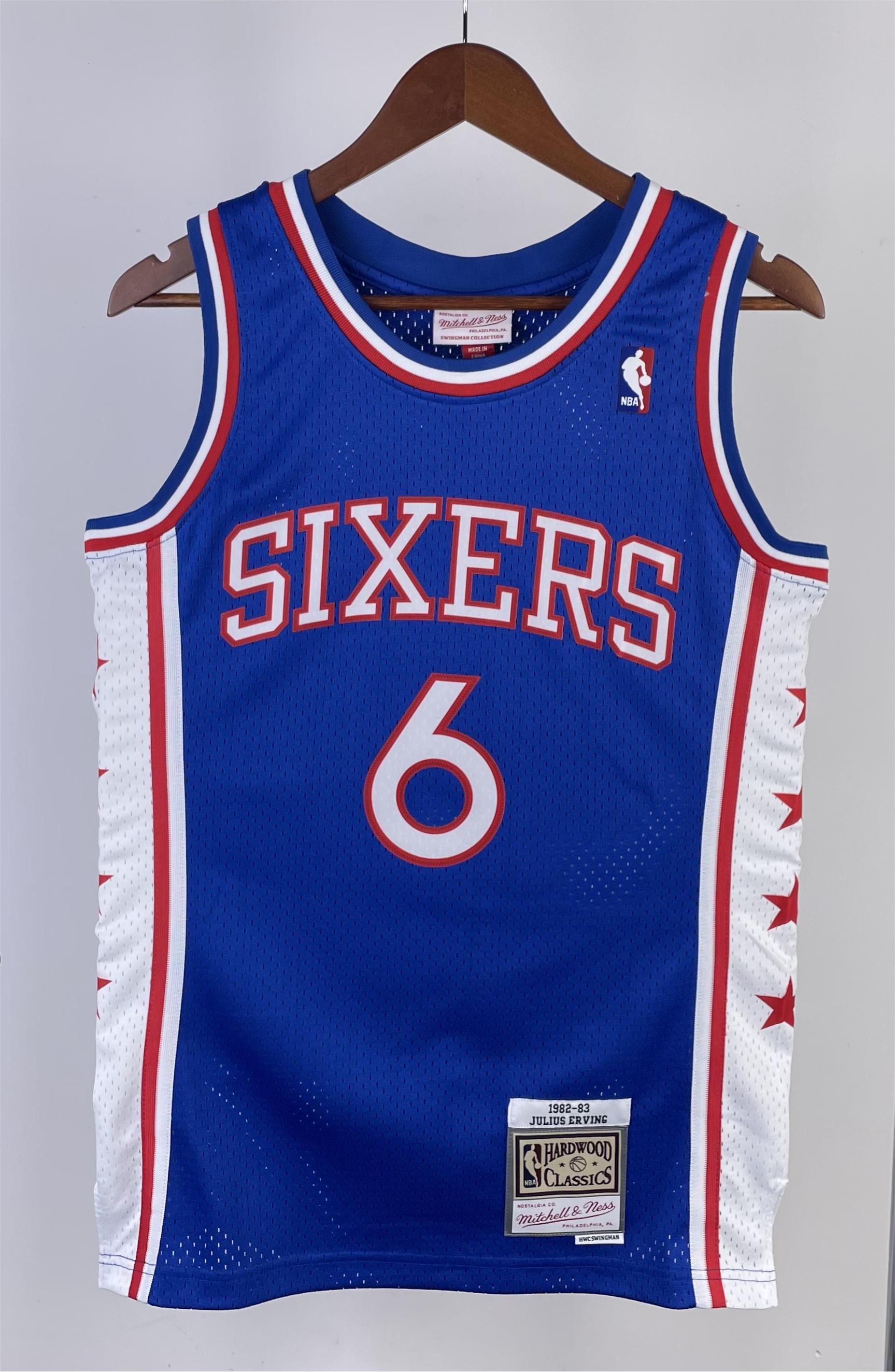 NBA Men 1982-83 Philadelphia 76ers Blue #6 ERVING Swingman Jersey - leoleo123123