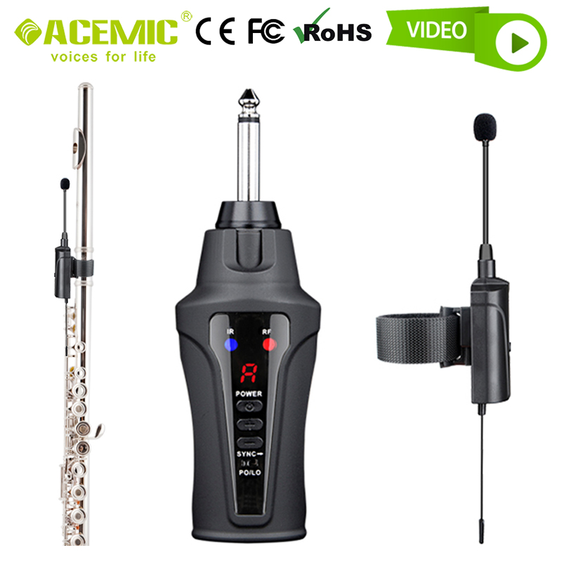 Wireless Flute Microphone System Clip-On Condenser Mike Cardioid Pickup Amplifier Rechargeable for Bamboo Flute Recording ACEMIC - leoleo123123