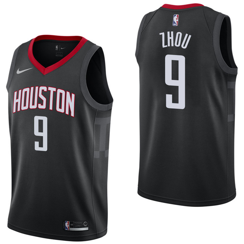NBA Men Houston Rockets Black #9 ZHOU Jersey High Quality Name and Number Print - leoleo123123