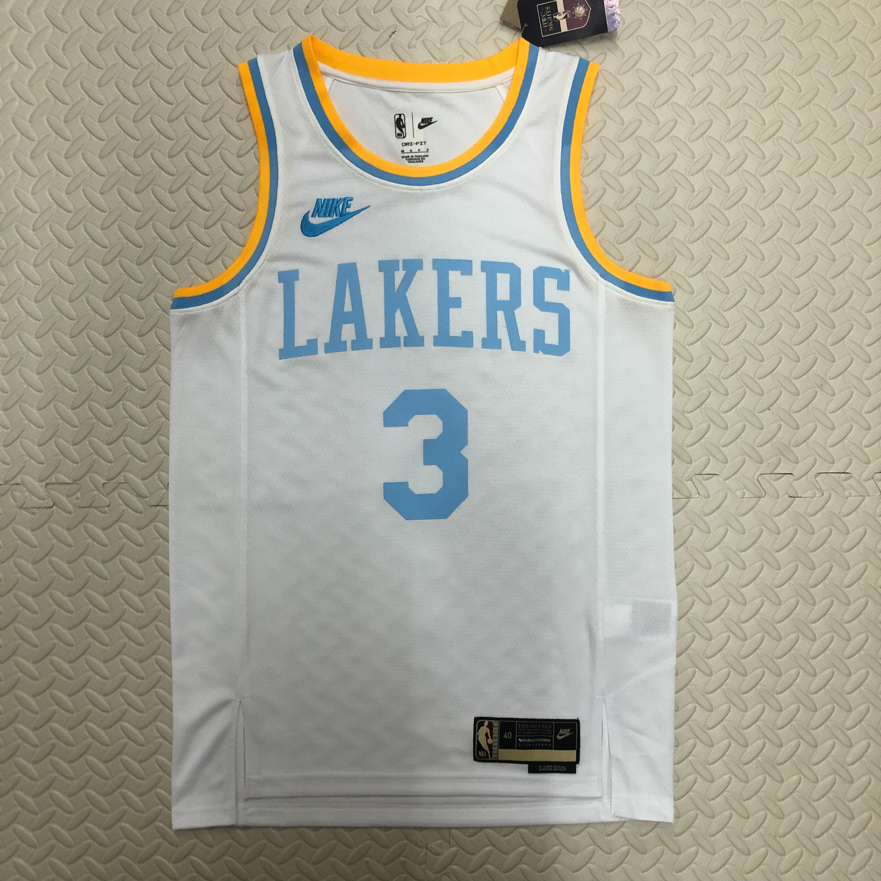 NBA Men Season 2023 Los Angeles Lakers White Retro Round Neck #3 DAVIS Jersey High Quality Name and Number Print - leoleo123123