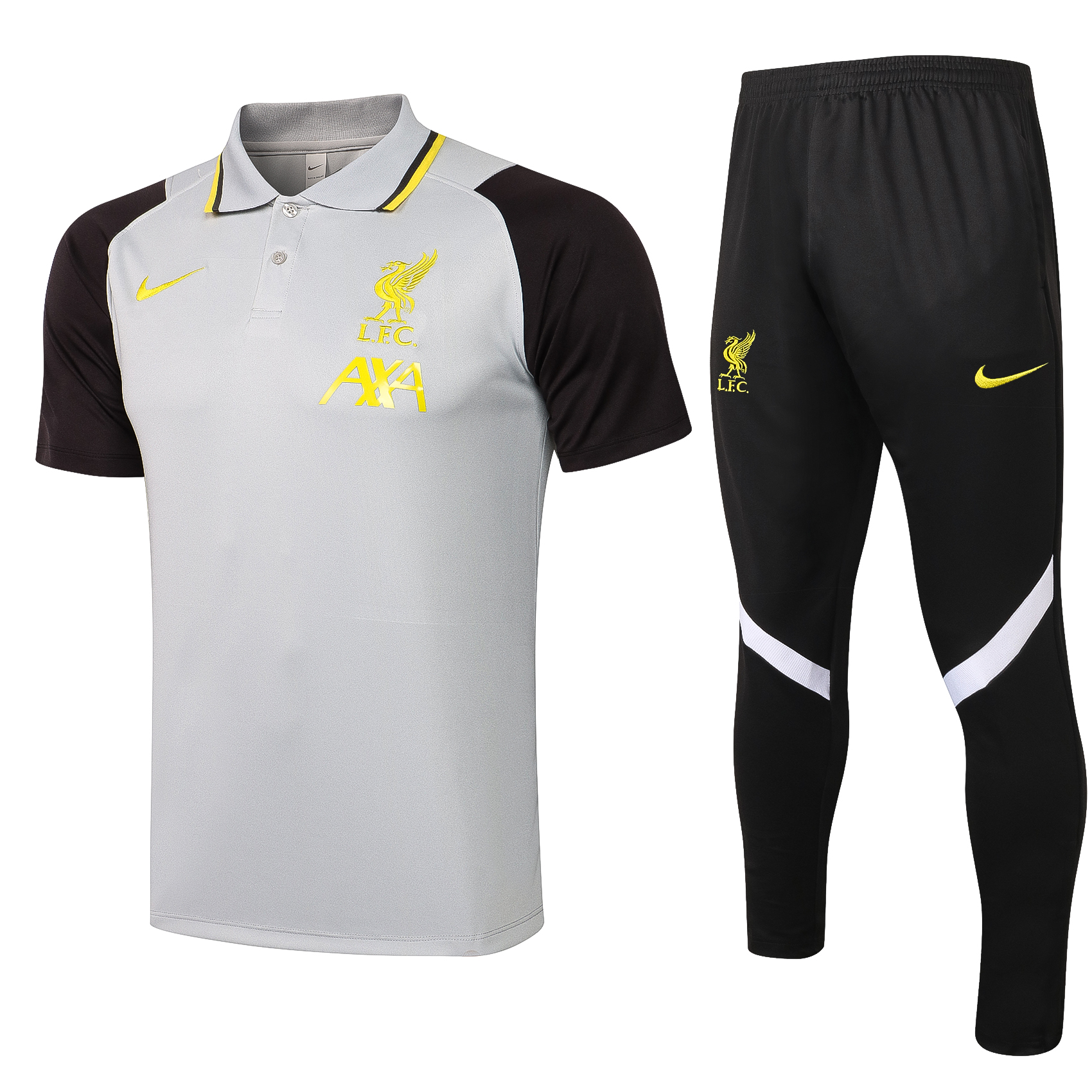 21-22 Liverpool Grey Polo Training Tracksuit Thai Quality---Short Polo and Long Pant - leoleo123123