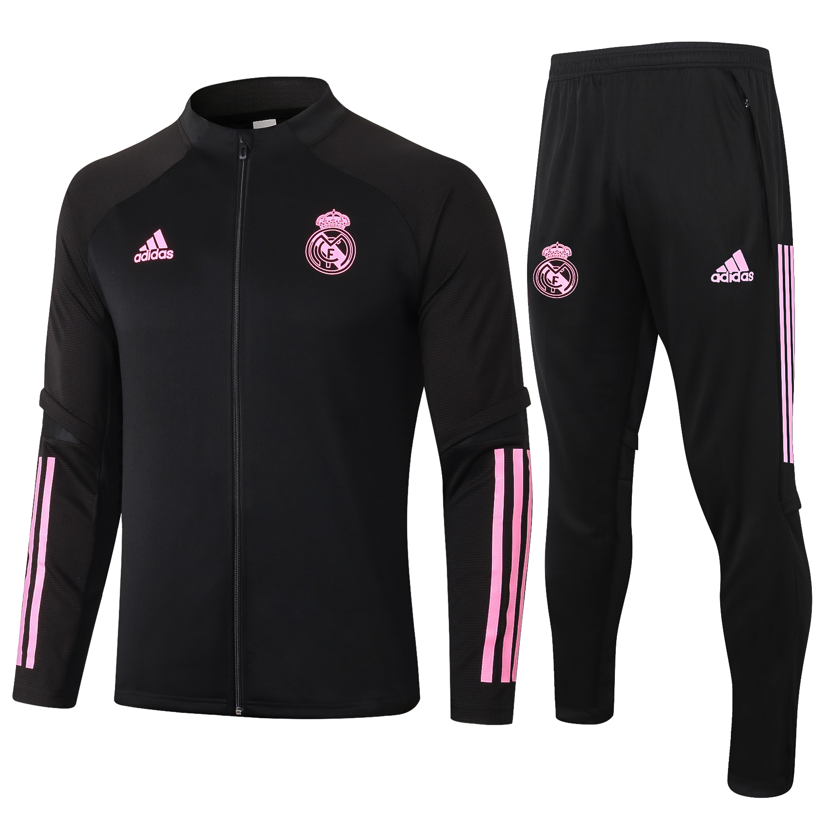 21-22 Real Madrid Black Jacket with Pink Logo Tracksuit Thai Quality - leoleo123123