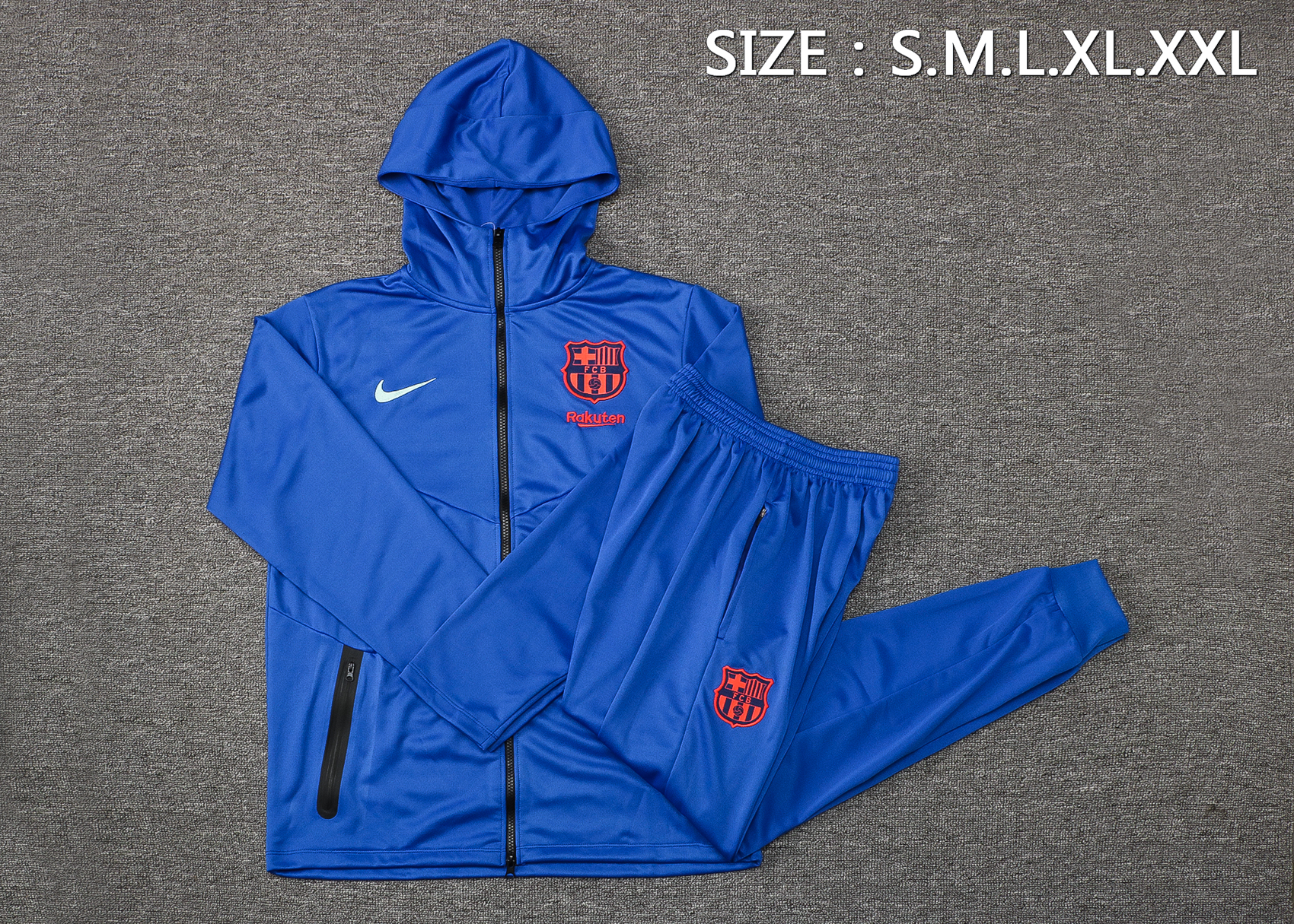 21/22 Barcelona Blue with Cap Jacket Tracksuit Thai Quality - leoleo123123