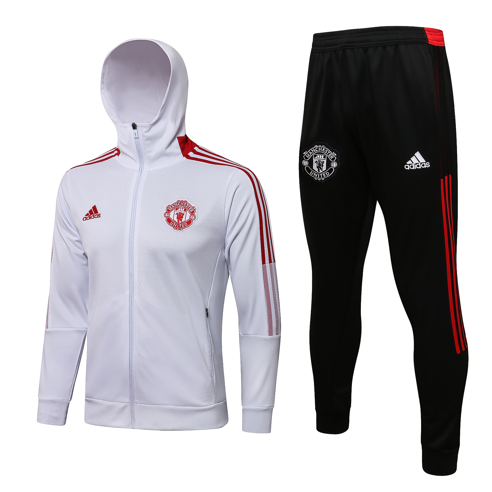 21/22 Man United White Jacket Tracksuit with Cap Thai Quality - leoleo123123