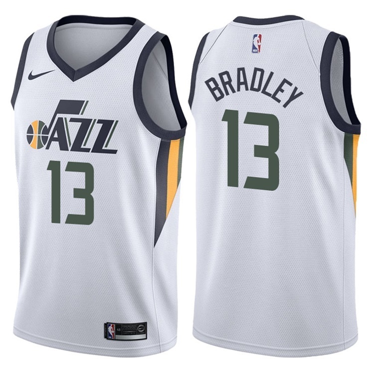 NBA Men Utah Jazz White #13 BRADLEY Jersey High Quality Name and Number Print - leoleo123123