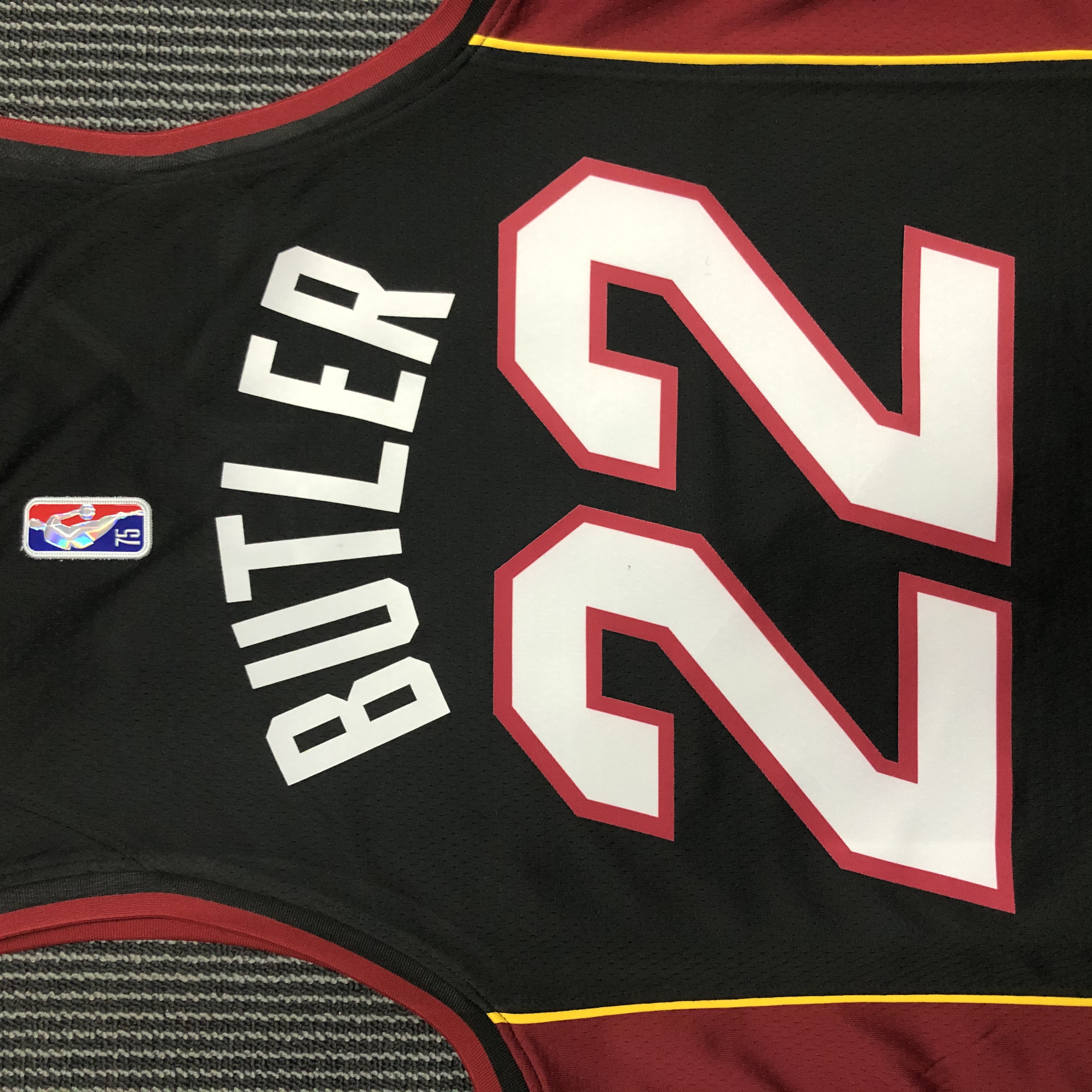 NBA Men 75th Anniversary Miami Heat Black #22 BUTLER Jersey High Quality Name and Number Print - leoleo123123