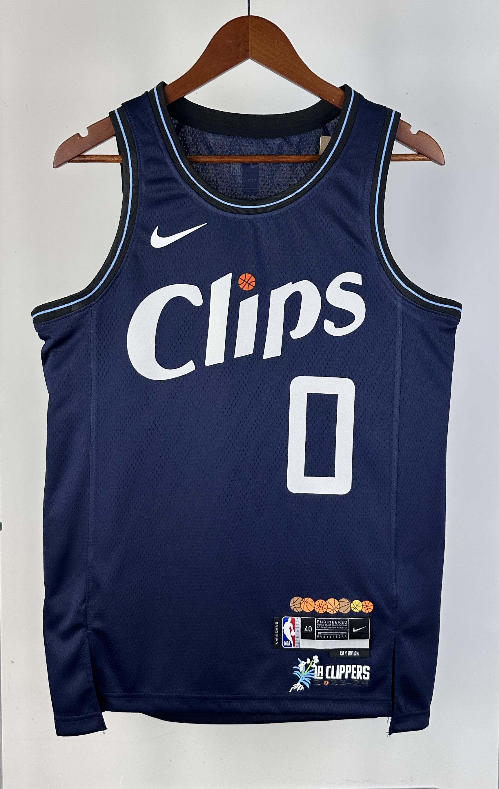 NBA Season 2024 Men Los Angeles Clippers Navy #0 WESTBROOK Jersey High Quality Name and Number Print - leoleo123123