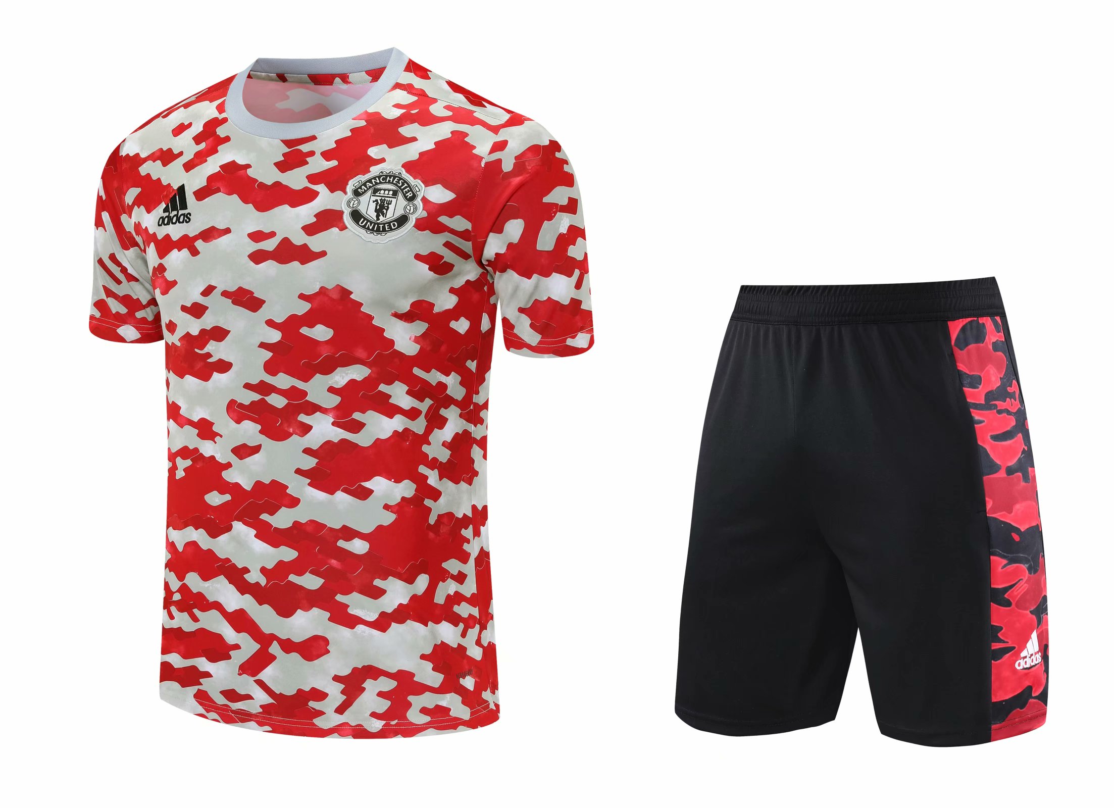 21/22 Manchester United Red Training Set--Short sleeve and Short Pant Training Tracksuit - leoleo123123