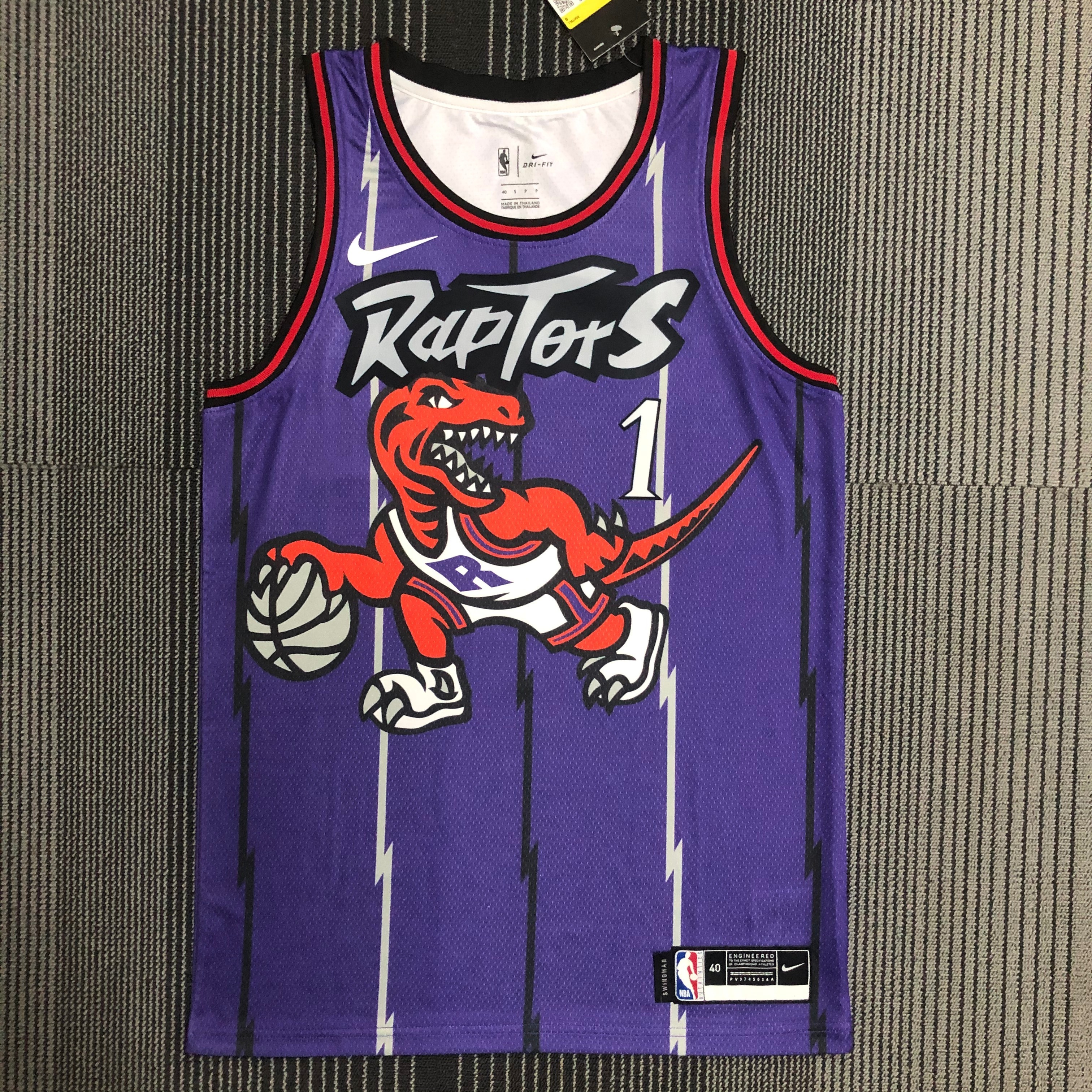 NBA Men Toronto Raptors Classical Purple #1 McGRADY Jersey with Drangon High Quality Name and Number Print - leoleo123123