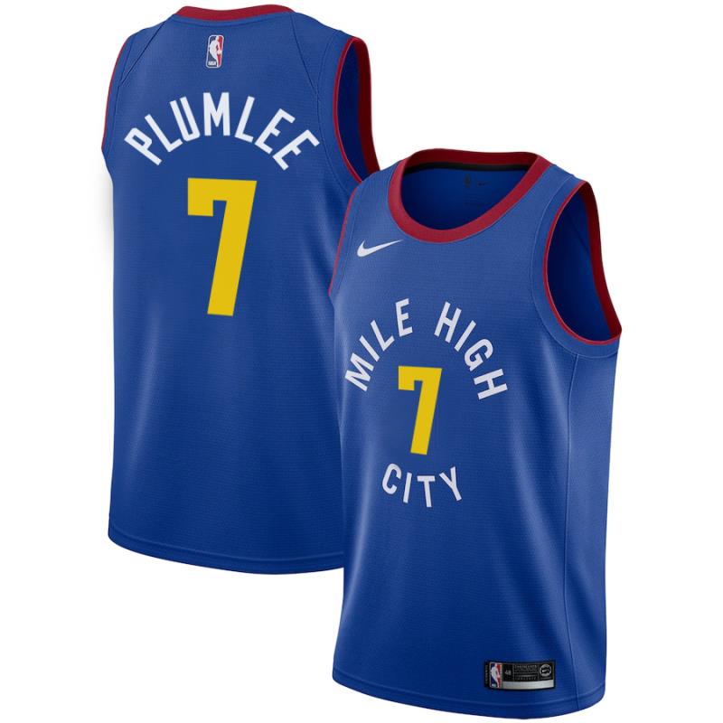 NBA Men Denver Nuggets Blue City #7 PLUMLEE Jersey High Quality Name and Number Print - leoleo123123