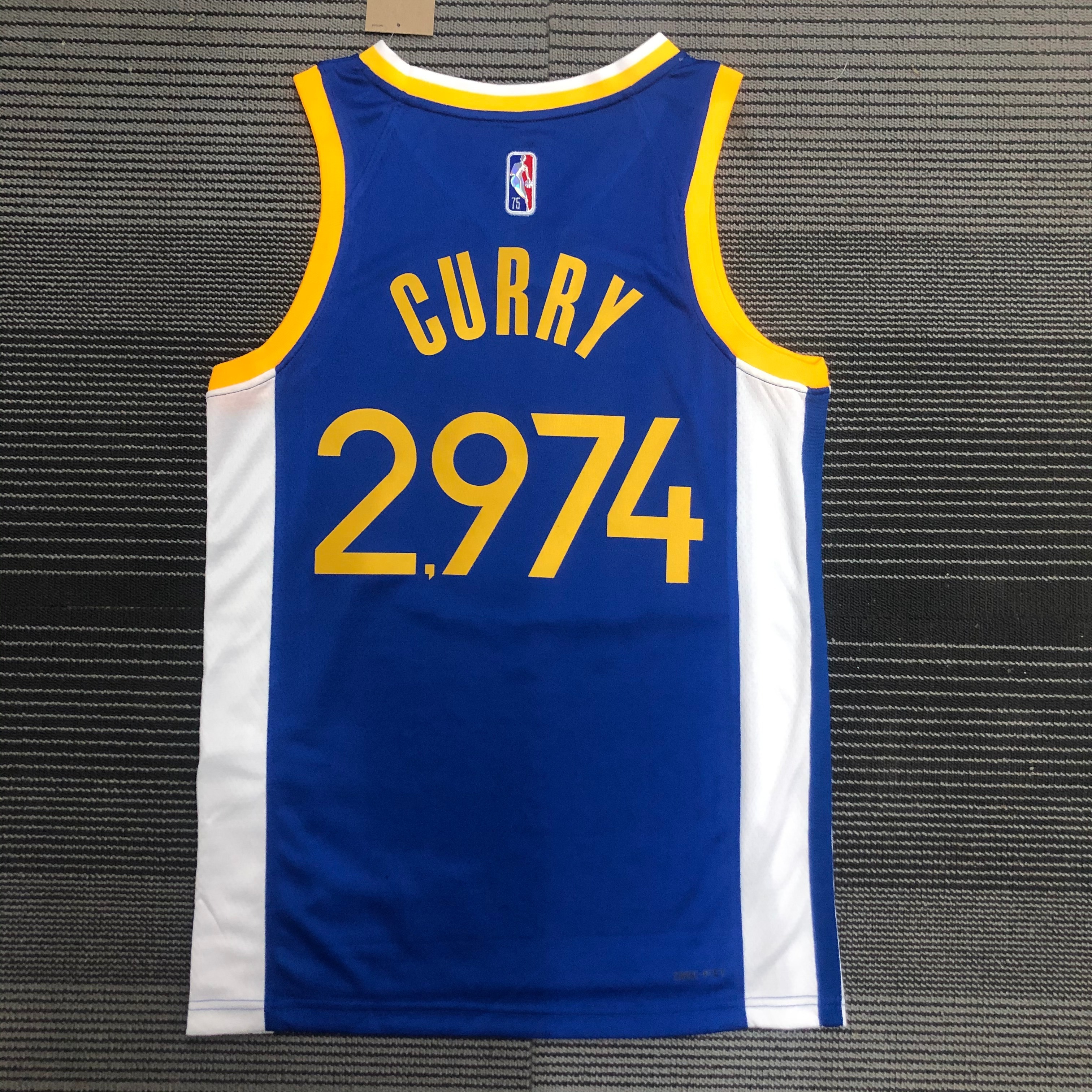 NBA Men 75th Anniversary Golden State Warriors Blue V-neck #2974 CURRY Jersey High Quality Name and Number Print - leoleo123123
