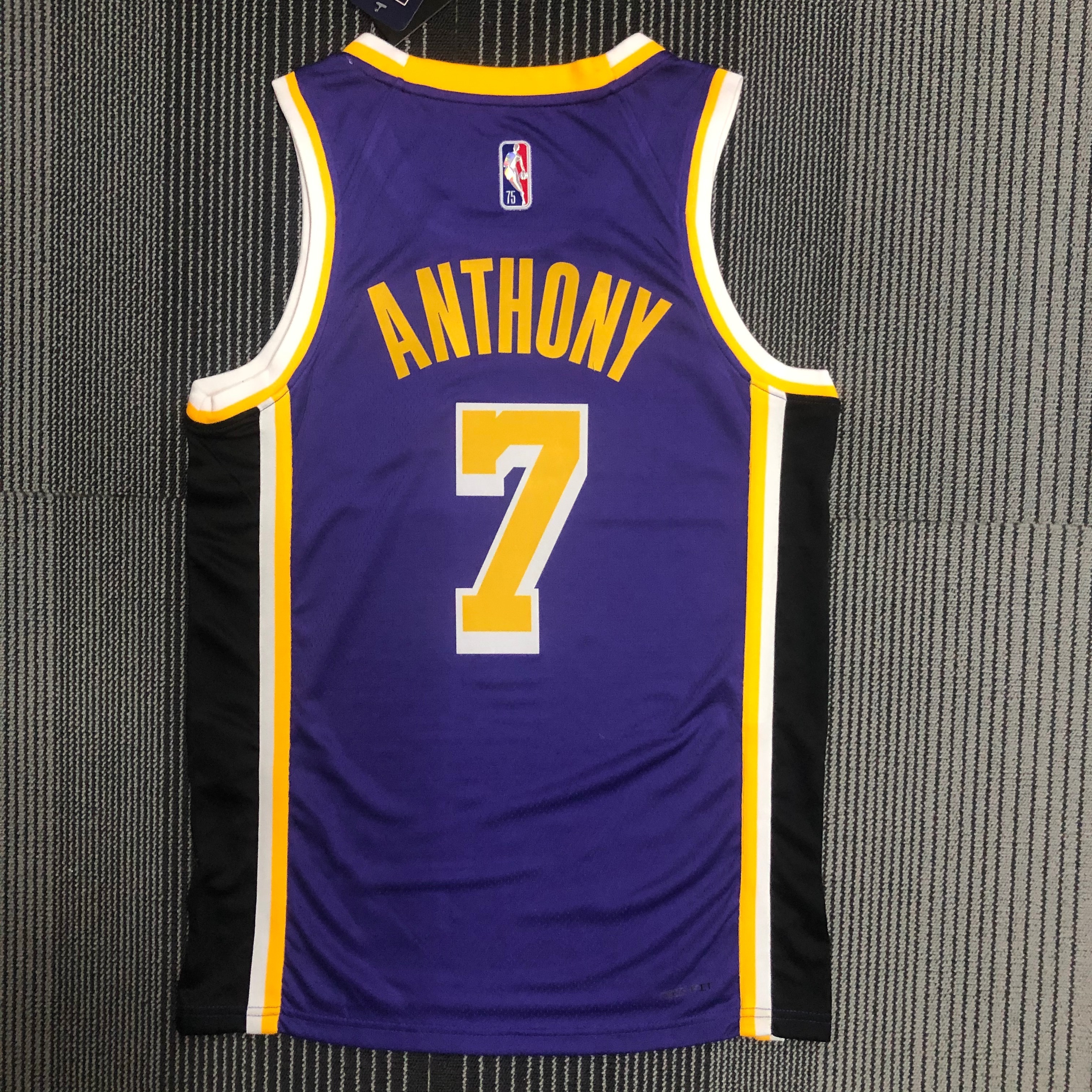 NBA Season 2022 75th Anniversary Los Angeles Lakers with Jordan Logo Purple Round Neck #7 ANTHONY Jersey High Quality Name and Number Print - leoleo123123