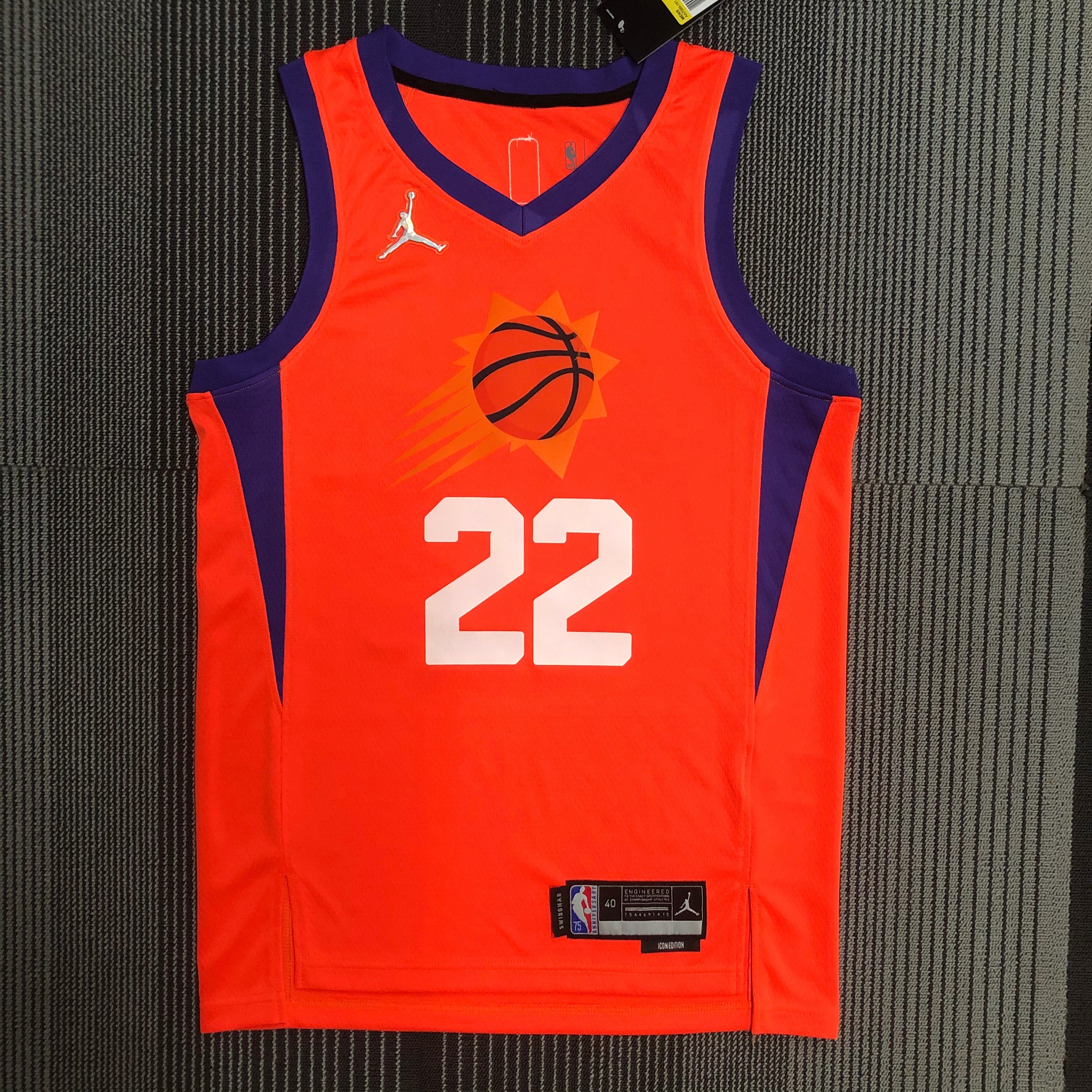 NBA Men Phoenix Suns Orange with Jordan Logo #22 AYTON Jersey High Quality Name and Number Print - leoleo123123