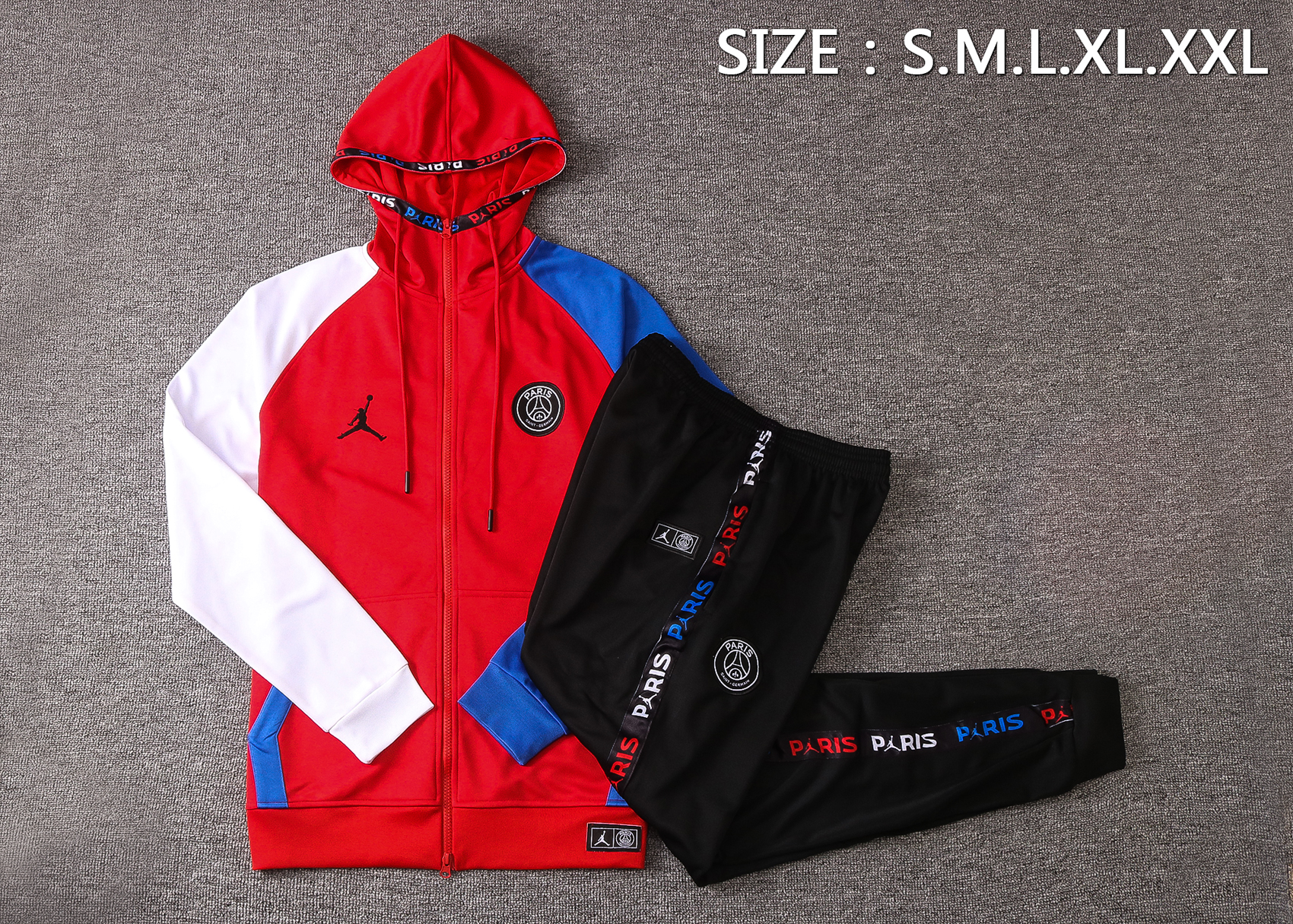 20-21 PSG Jordan Red Jacket Tracksuit with Cap Thai Quality - leoleo123123