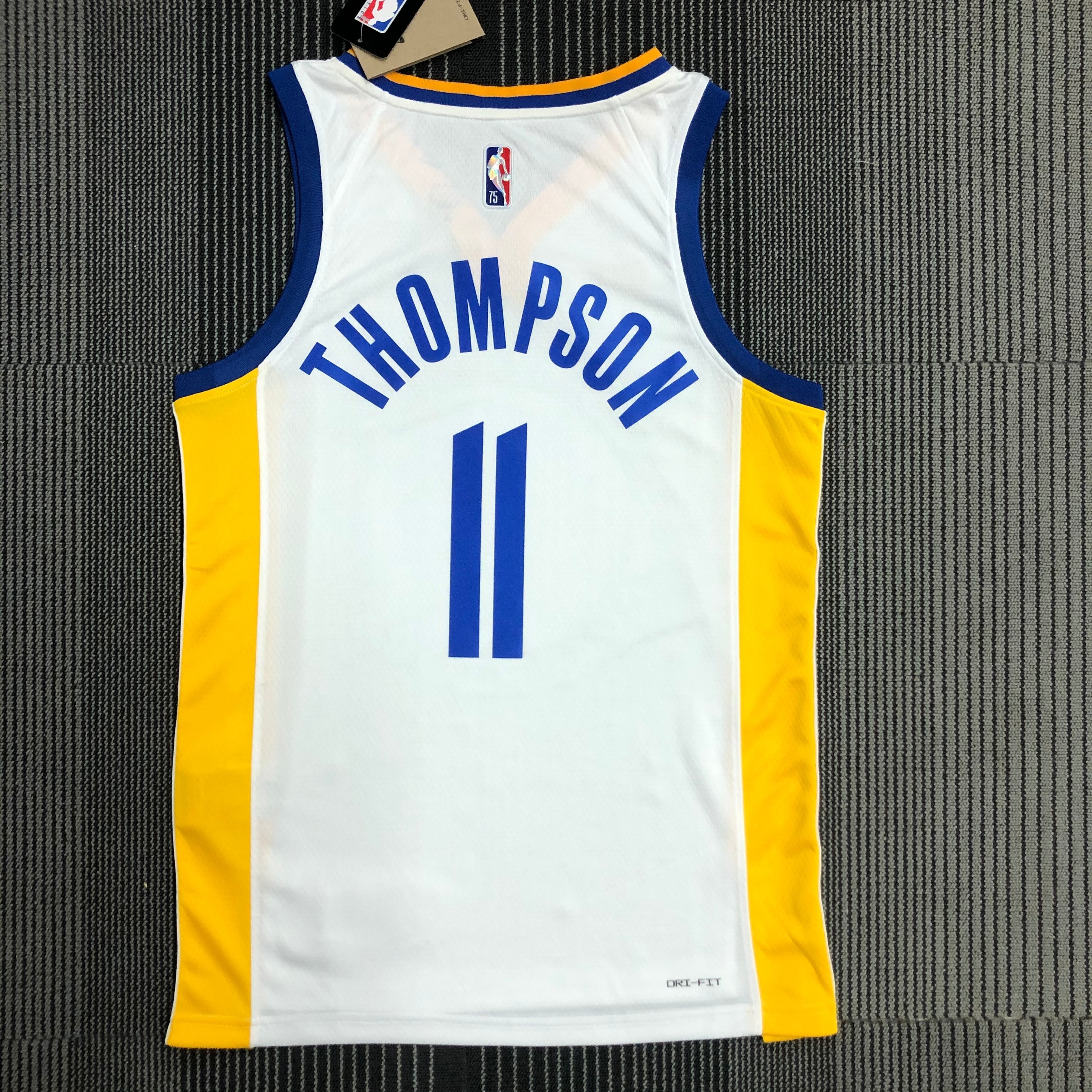 NBA Men 75th Anniversary Golden State Warriors White V-neck #11 THOMPSON Jersey High Quality Name and Number Print - leoleo123123