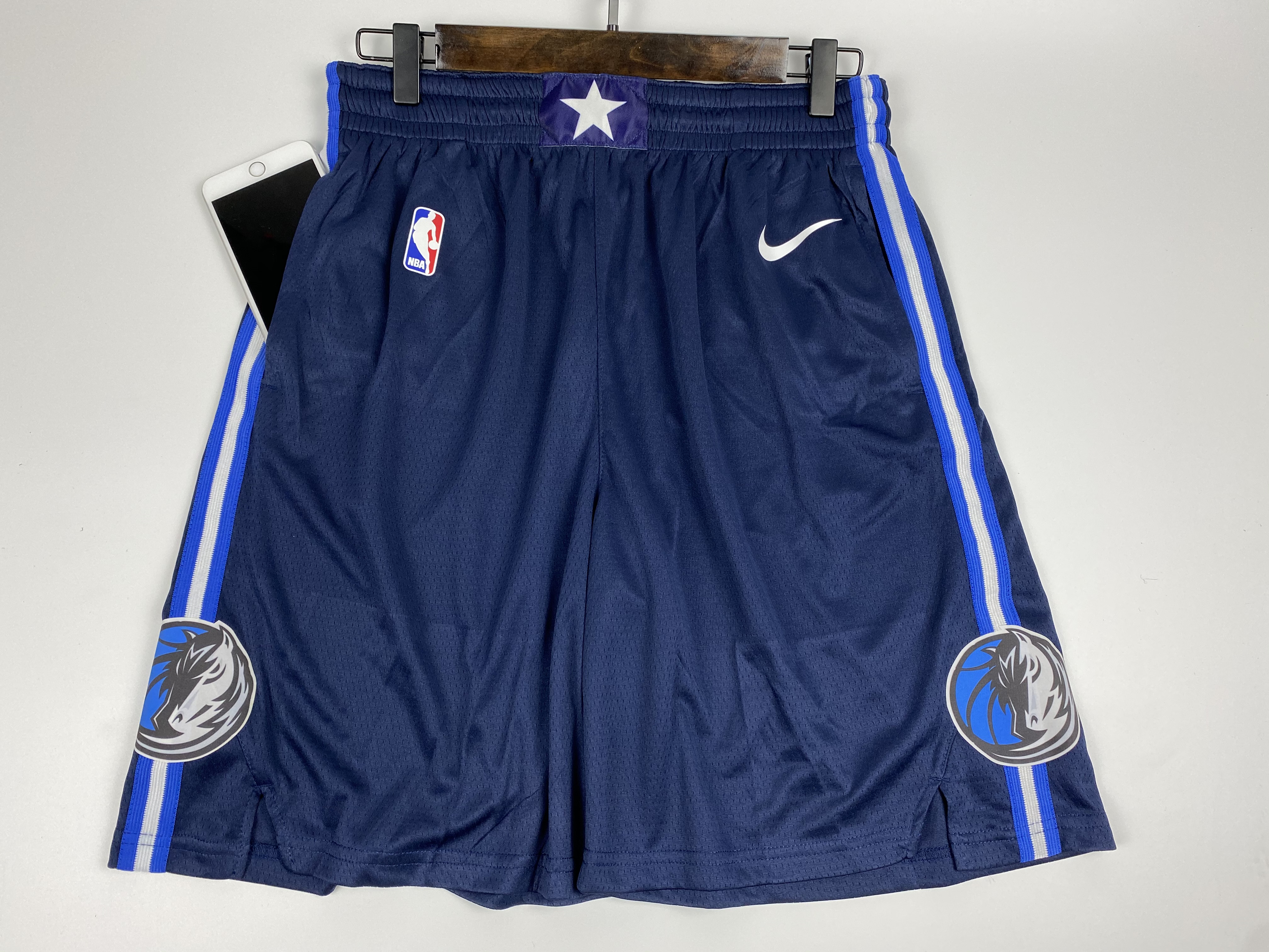 NBA Men Dallas Mavericks Dark Blue with Snow Mountain Pant Short High Quality Name and Number Print - leoleo123123