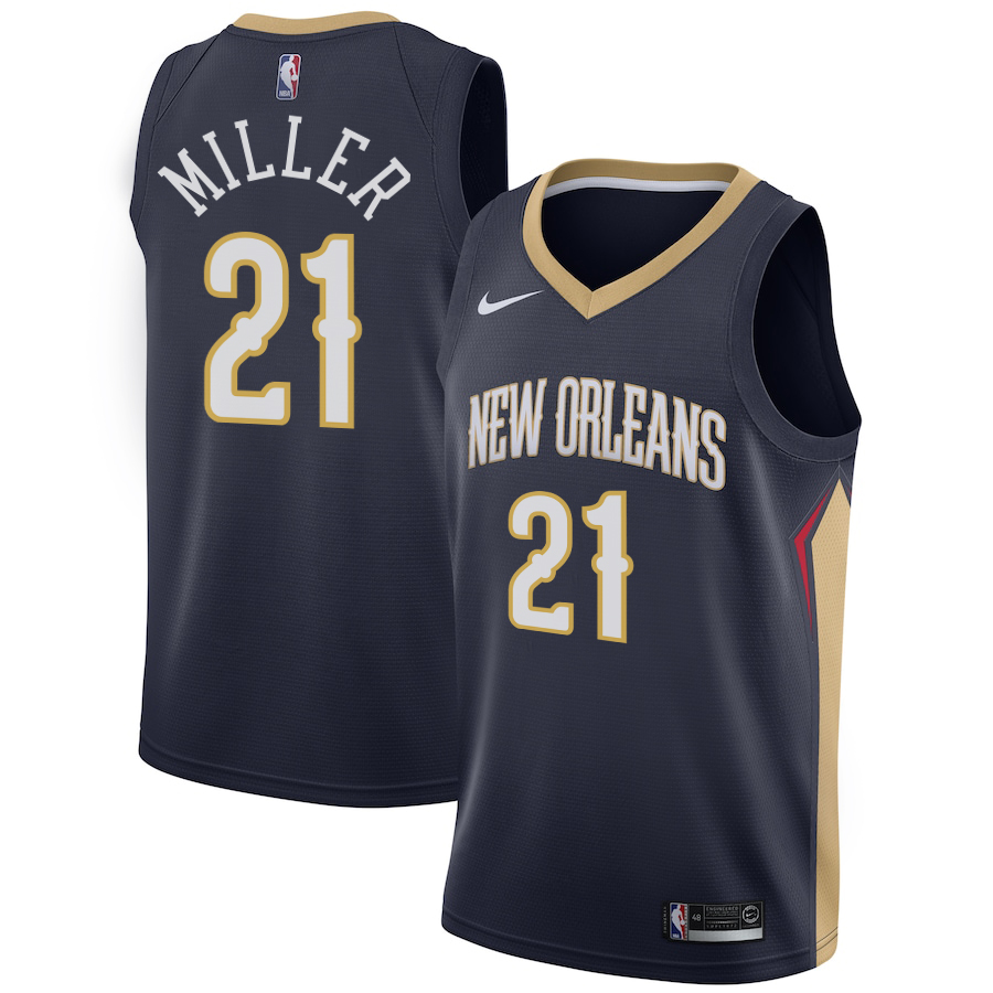 NBA Men New Orleans Pelicans Dark Blue #21 MILLER Jersey High Quality Name and Number Print - leoleo123123