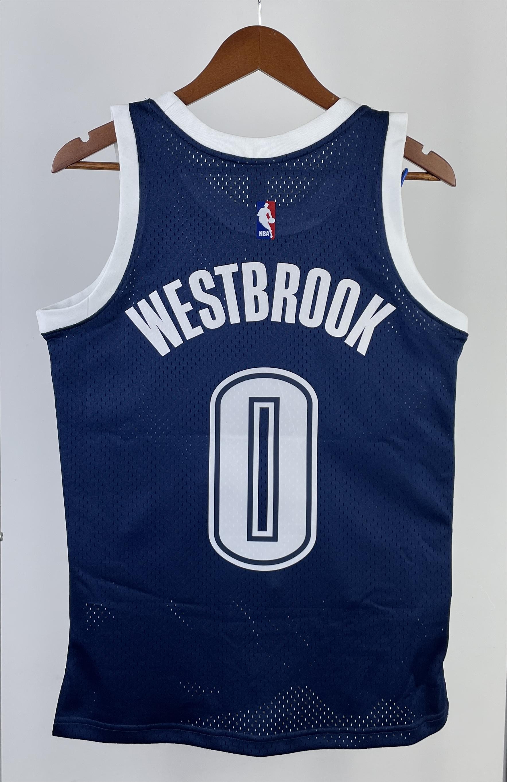 NBA New 15-16 Men Oklahoma City Thunder Dark Blue #0 WESTBROOK Swingman Jersey - leoleo123123