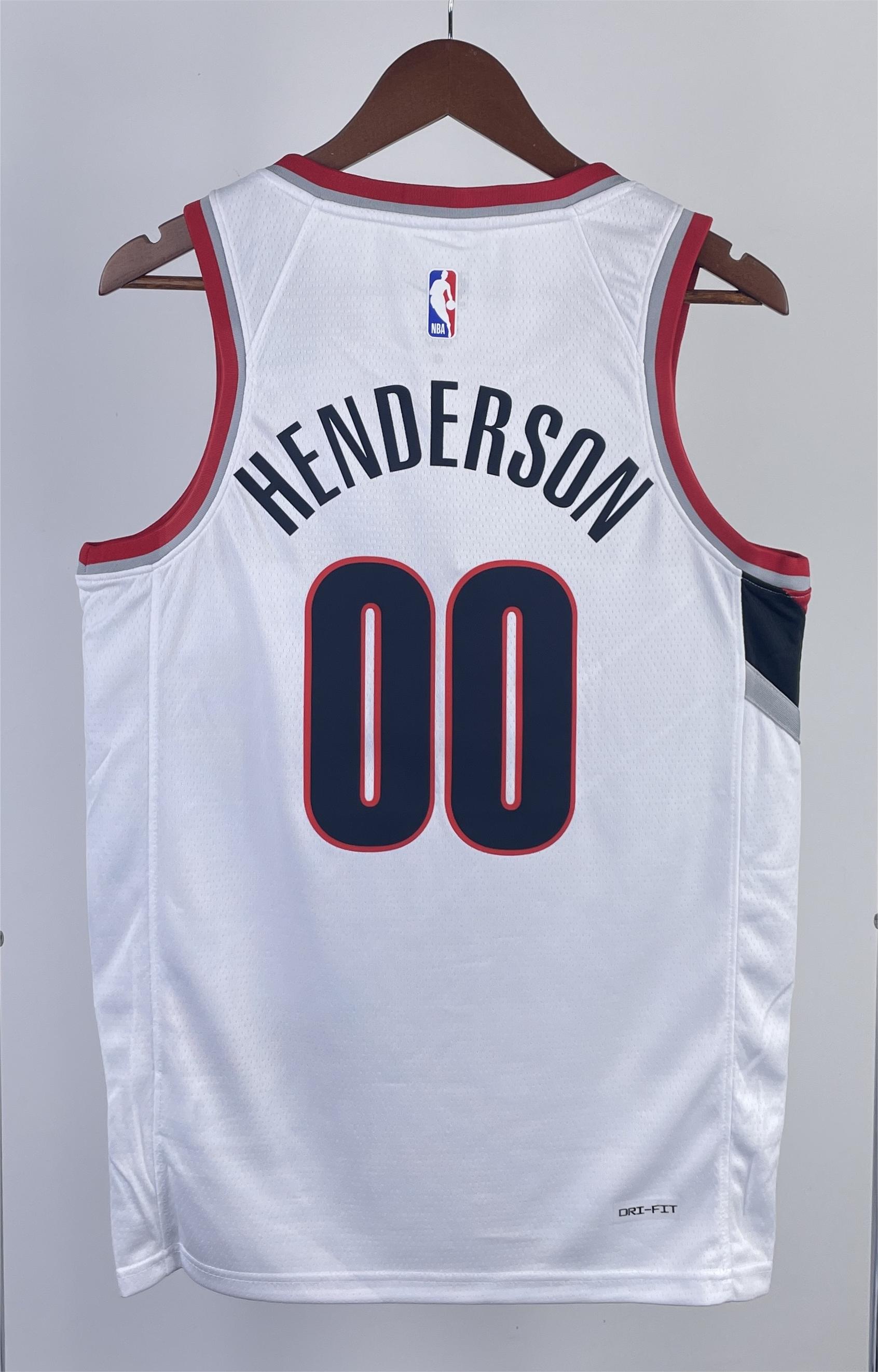 NBA 2023 Portland Trail Blazers White #00 HENDERSON Jersey High Quality Name and Number Print - leoleo123123