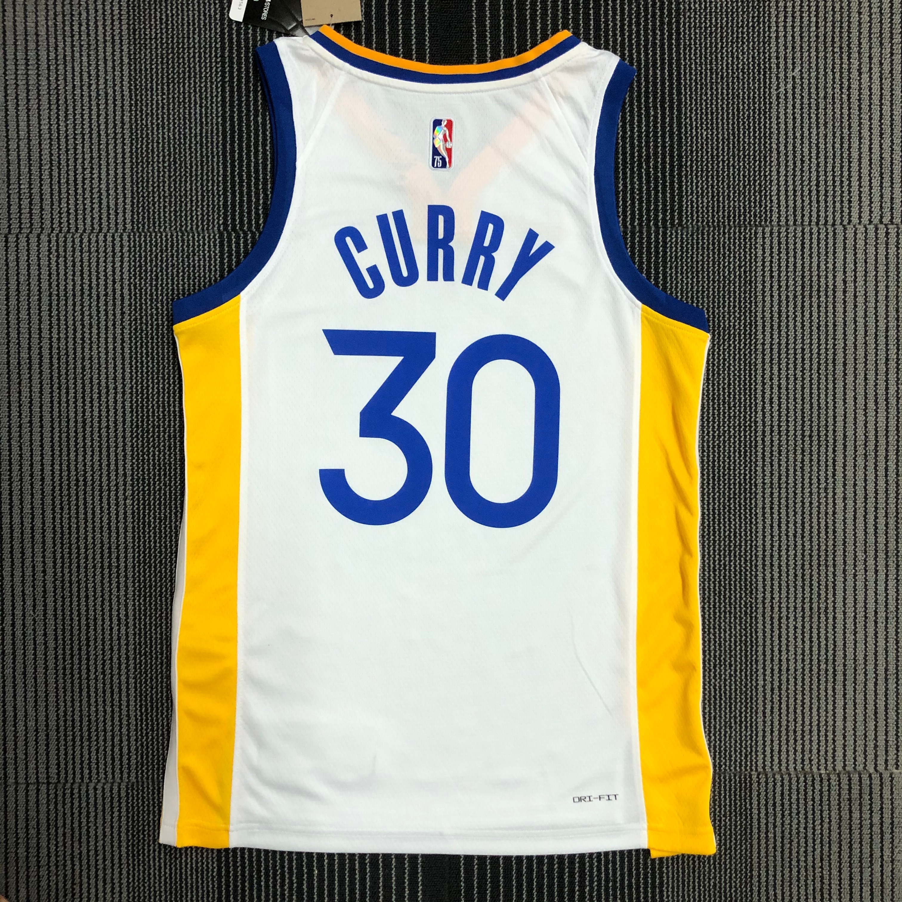NBA Men 75th Anniversary Golden State Warriors White V-neck #30 CURRY Jersey High Quality Name and Number Print - leoleo123123