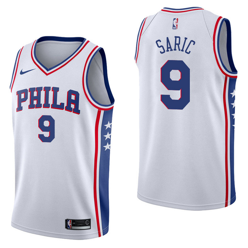 NBA Men Philadelphia 76ers White #9 SARIC Jersey High Quality Name and Number Print - leoleo123123