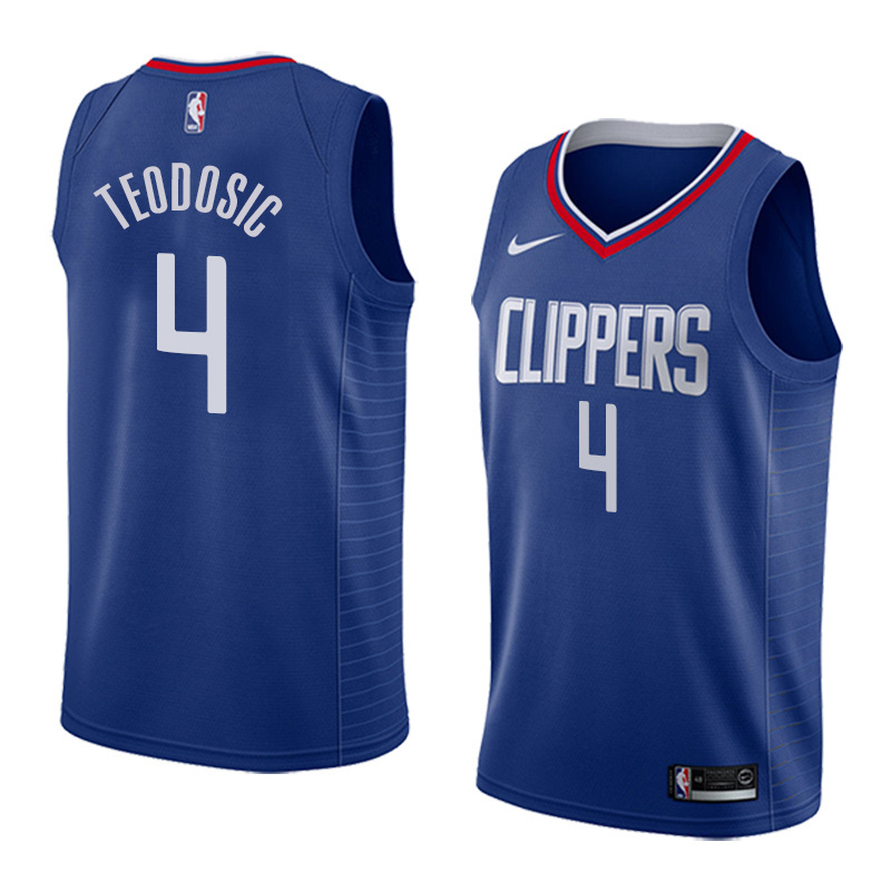 NBA Men Los Angeles Clippers Blue #4 TEODOSIC Jersey High Quality Name and Number Print - leoleo123123