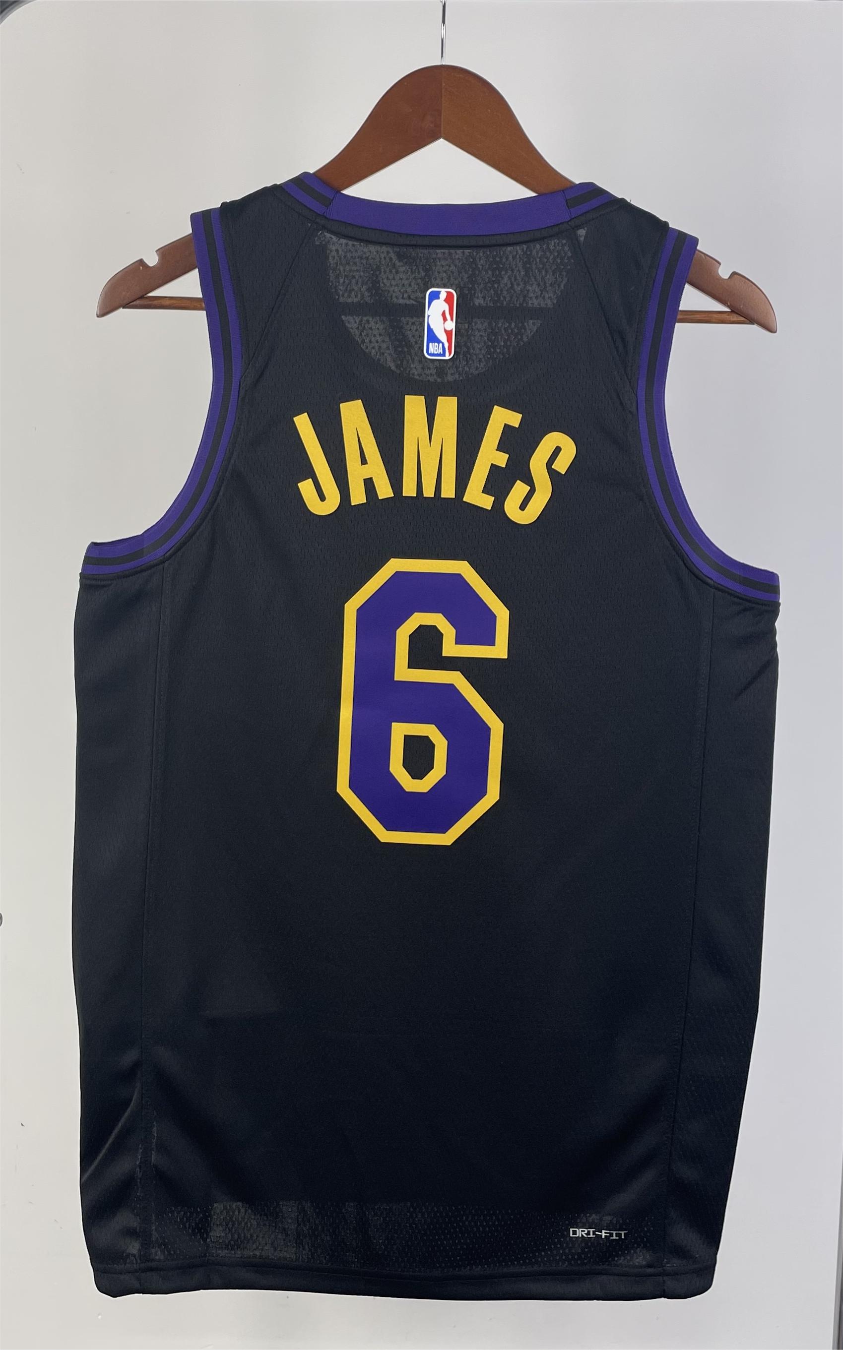 NBA Men 2024 Los Angeles Lakers Black City Version #6 JAMES Jersey High Quality Name and Number Print - leoleo123123