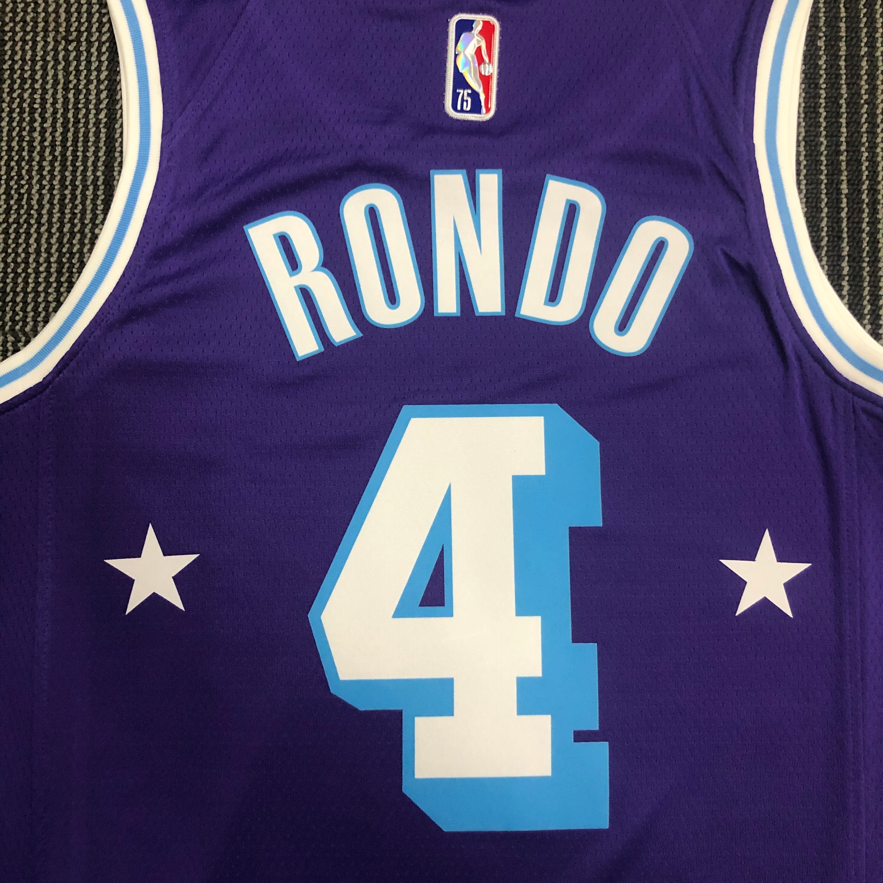NBA Season 2022 75th Anniversary Los Angeles Lakers Purple Round Neck #4 RONDO Jersey High Quality Name and Number Print - leoleo123123