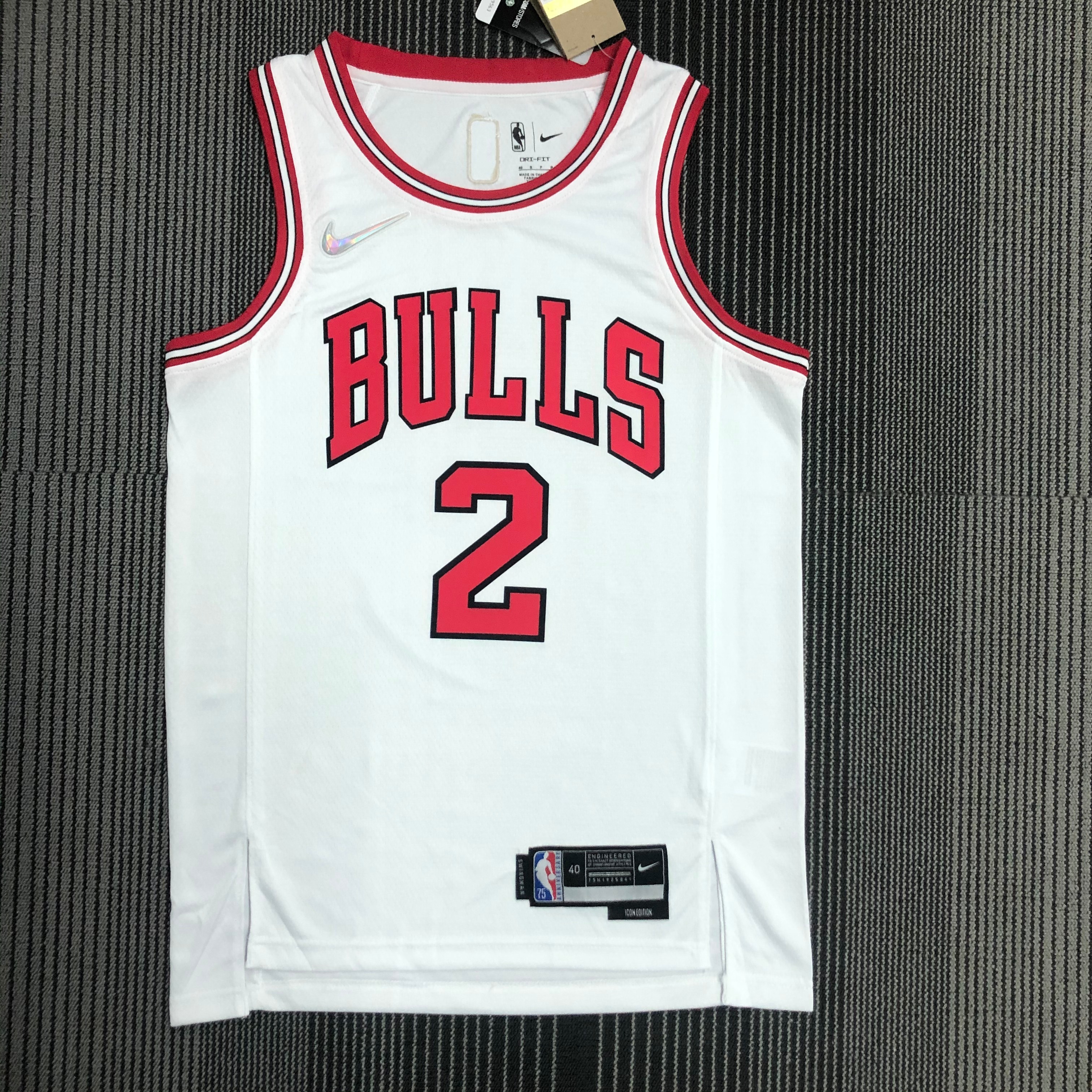 NBA Men 75th Anniversary Chicago Bulls White #2 BALL Jersey High Quality Name and Number Print - leoleo123123