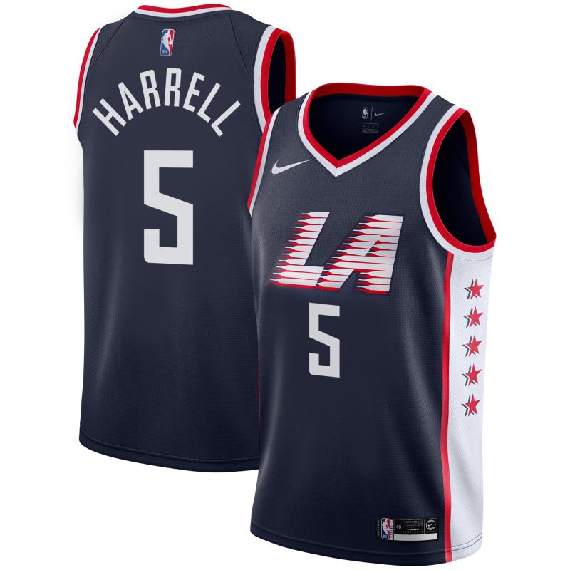 NBA Men Los Angeles Clippers Dark Blue City #5 HARRELL Jersey High Quality Name and Number Print - leoleo123123