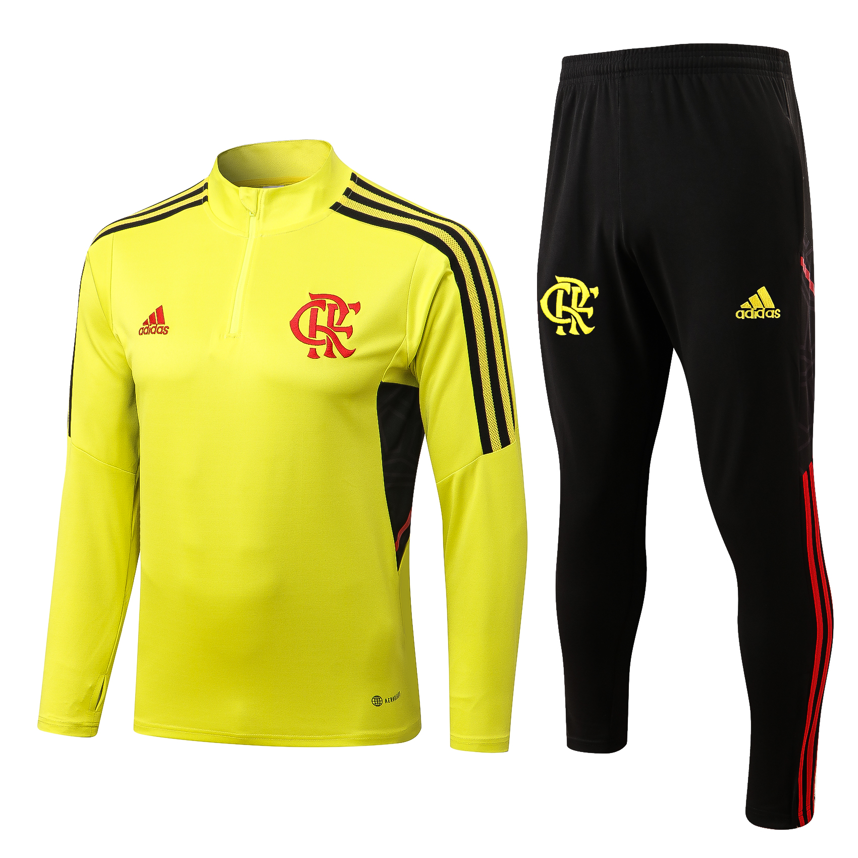 22-23 Flamengo Yellow with Zipper Sweater Tracksuit Thai Quality - leoleo123123