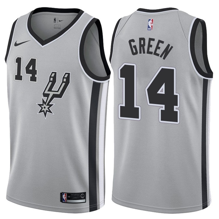 NBA Men San Antonio Spurs Grey #14 GREEN Jersey High Quality Name and Number Print - leoleo123123