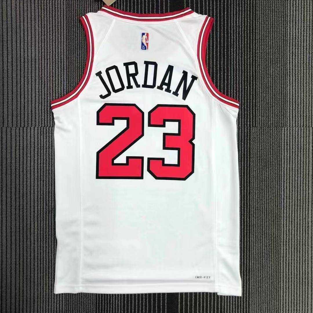 NBA Men 75th Anniversary Chicago Bulls White #23 JORDAN Jersey High Quality Name and Number Print - leoleo123123