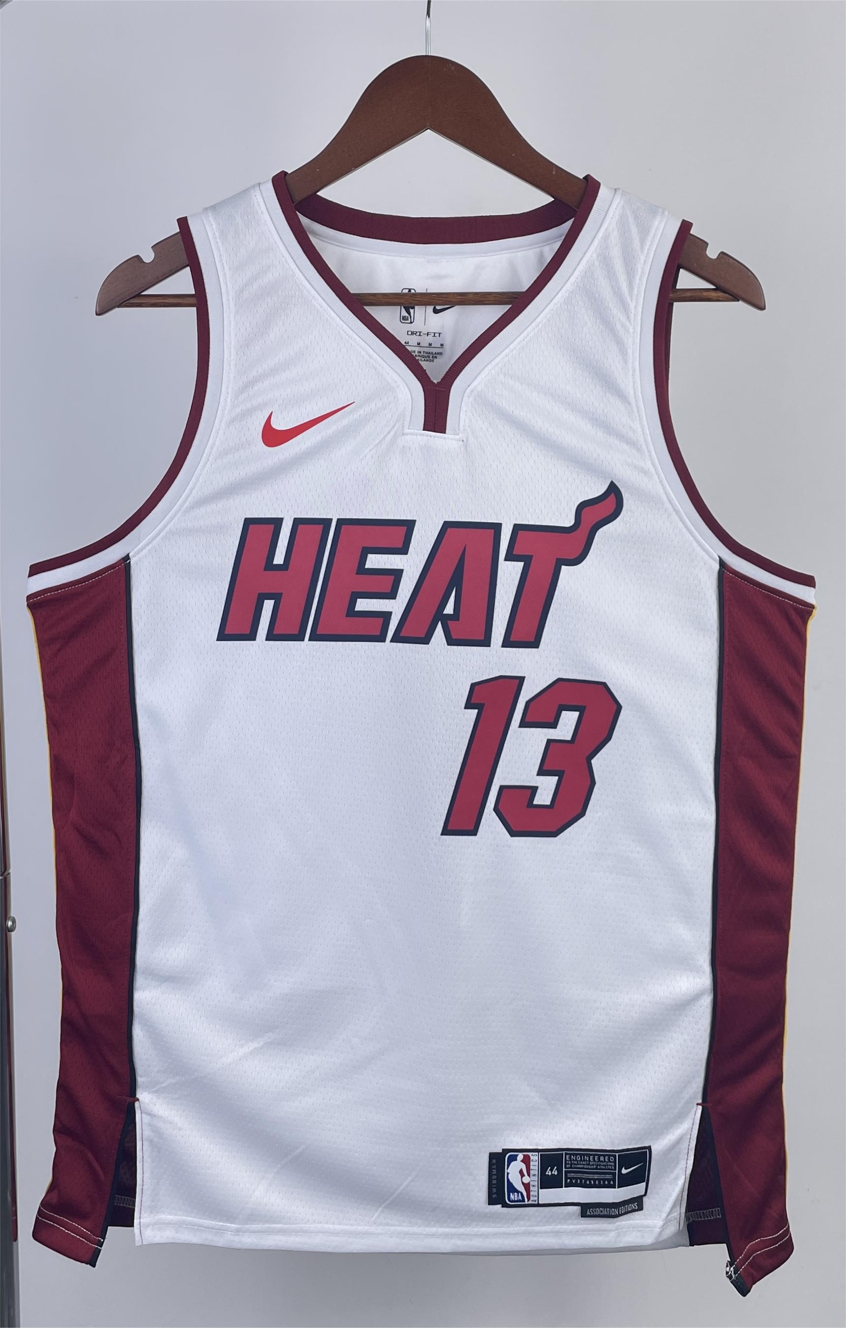 NBA Men Season 2023 Miami Heat White #13 ADEBAYO Jersey High Quality Name and Number Print - leoleo123123