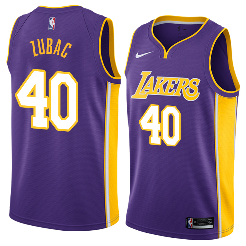 NBA Men Los Angeles Lakers Purple #40 ZUBAC V-neck Jersey High Quality Name and Number Print - leoleo123123