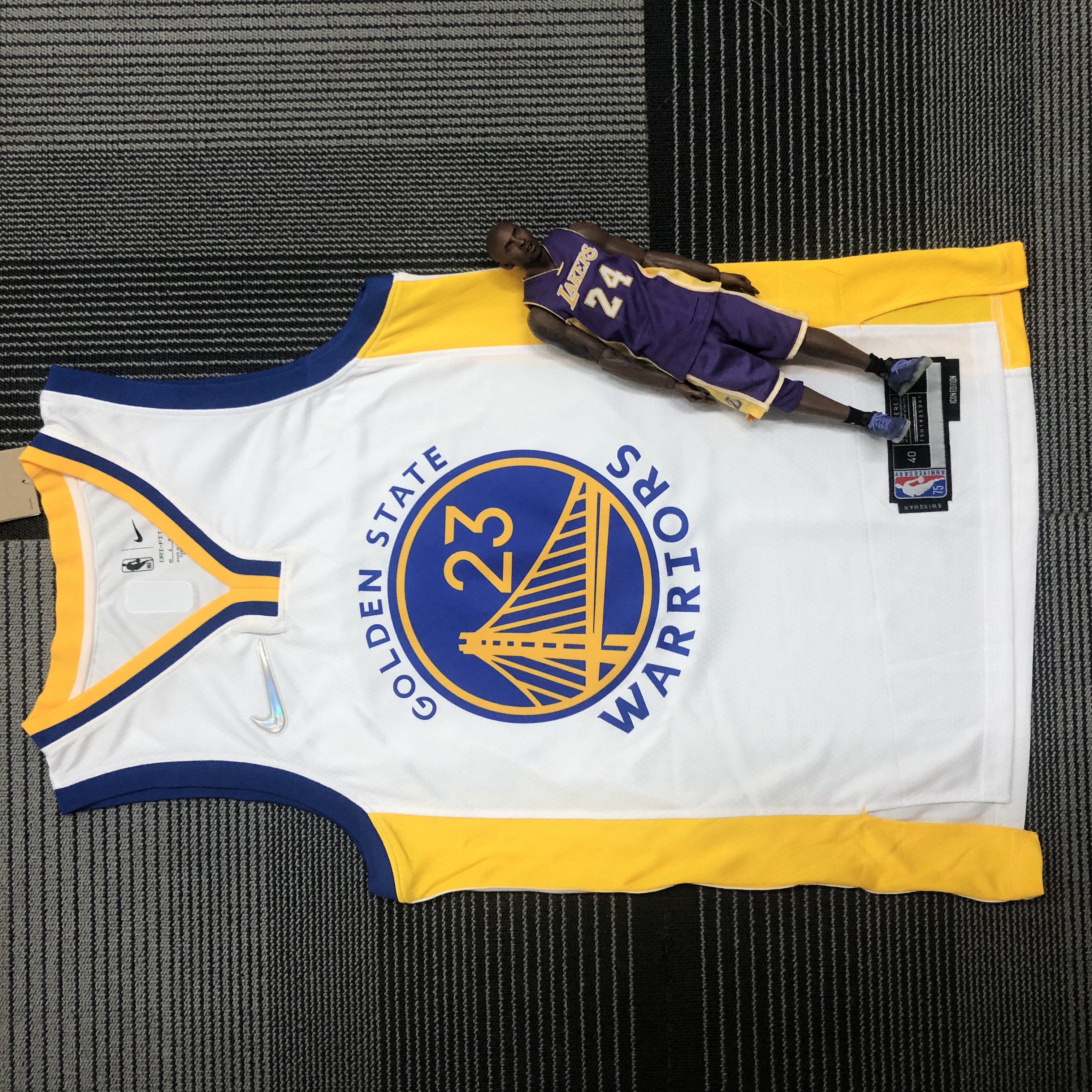NBA Men 75th Anniversary Golden State Warriors White V-neck #23 GREEN Jersey High Quality Name and Number Print - leoleo123123