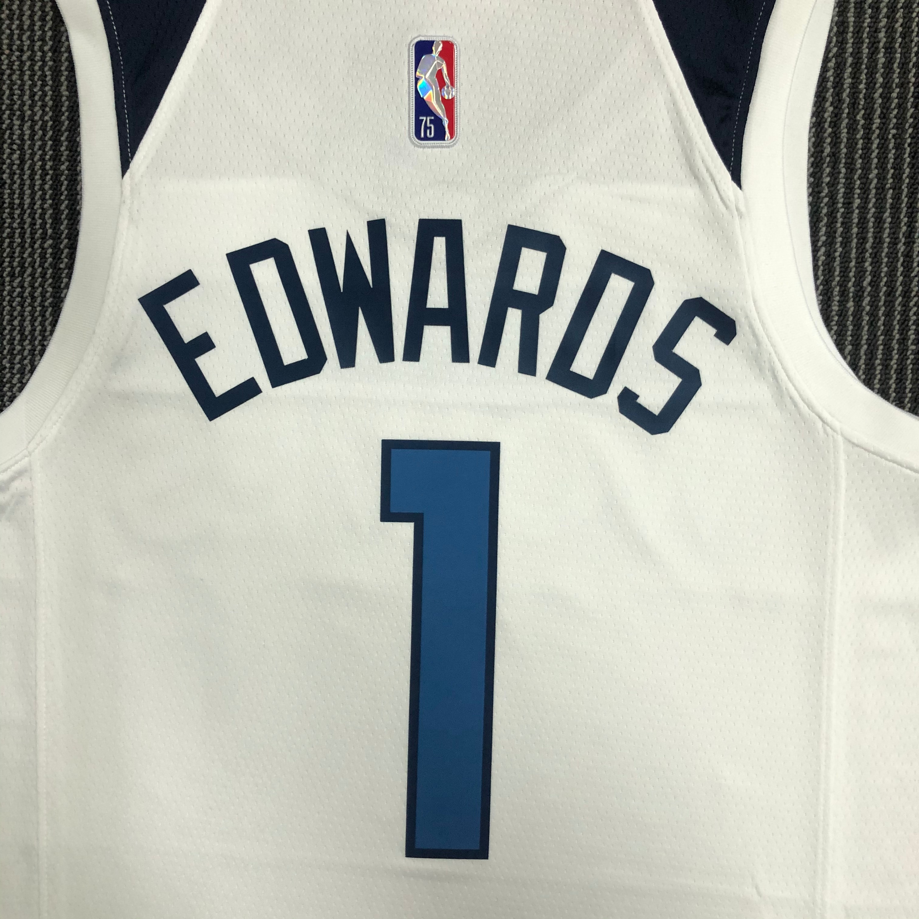 NBA Men 75th Anniversary Minnesota Timberwolves White #1 EDWARDS Jersey High Quality Name and Number Print - leoleo123123